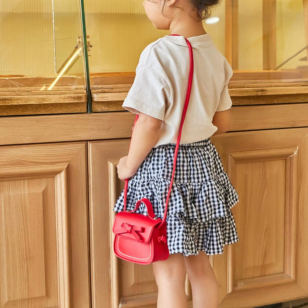 **Uniuooi PU Leather Girls Crossbody Shoulder Bag – Cute Bowknot Small Purse for Toddlers 1-5 Years | Snack Bag, School, Playdate & Travel Accessory**