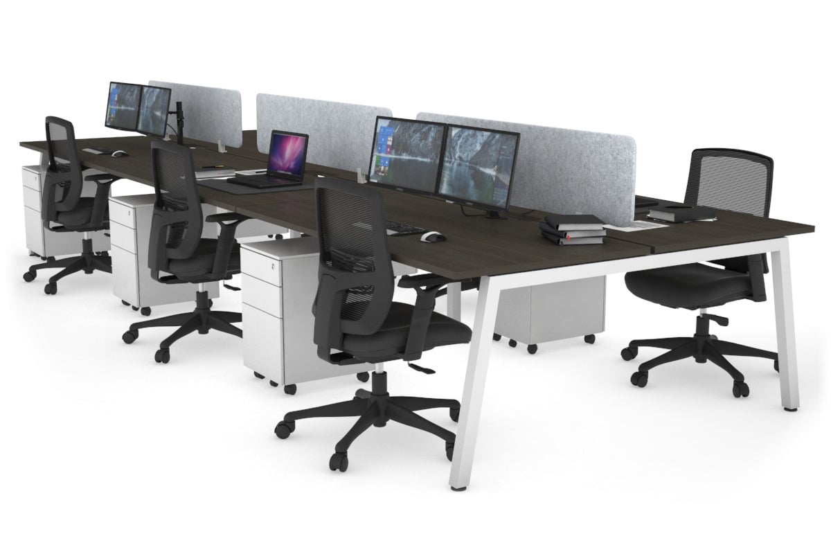 Quadro 6-Person Office Workstation Desk - 1400L x 800W with Cable Management - Perfect for Team Collaboration & Open Office Spaces