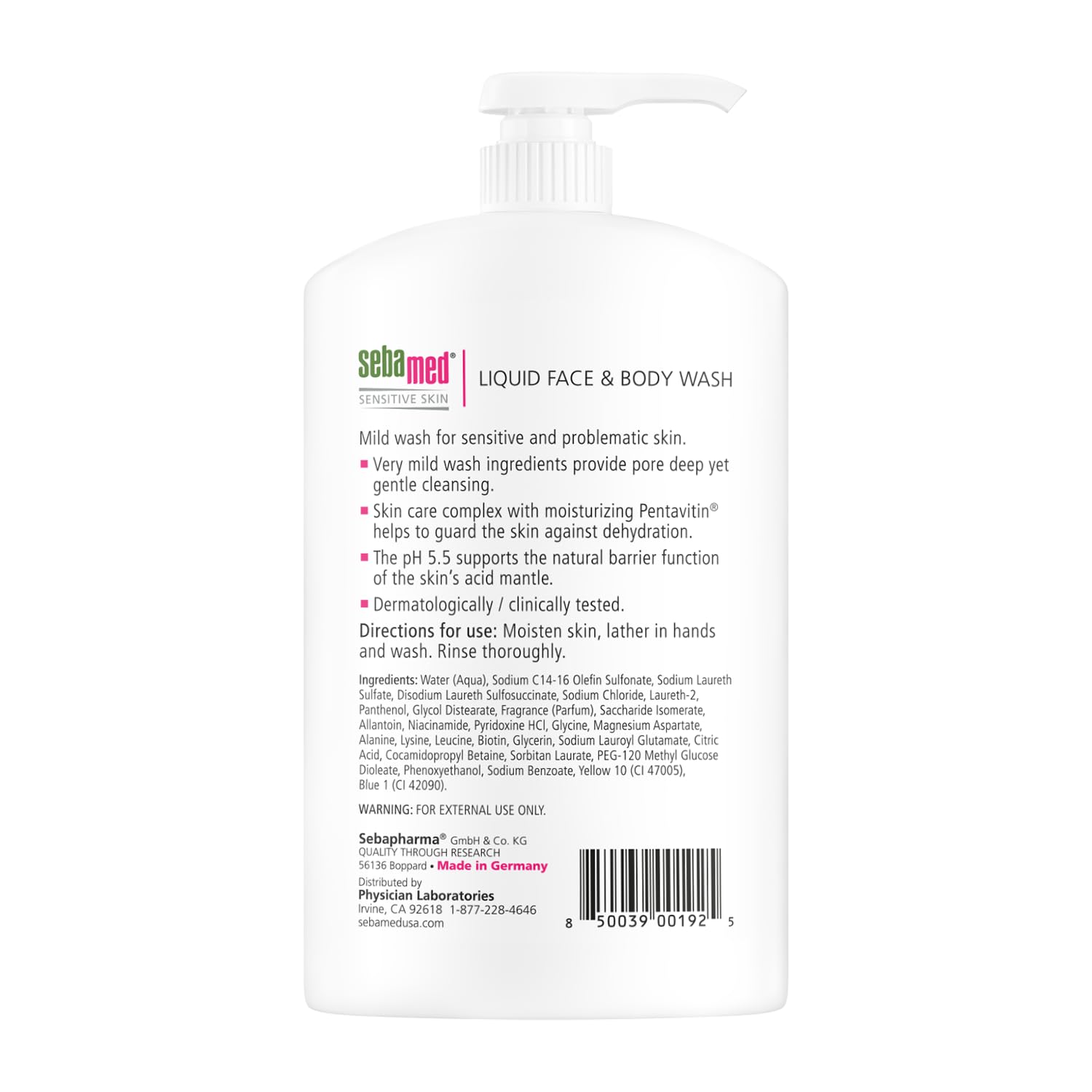 Sebamed pH 5.5 Ultra Mild Face and Body Wash for Sensitive Skin - Paraben-Free, Dermatologist Recommended Cleanser with Pump - 33.8 fl oz (1 Liter) Set of 2 Value Pack - Gentle Daily Cleansing for Face, Body & Baby Care - Green