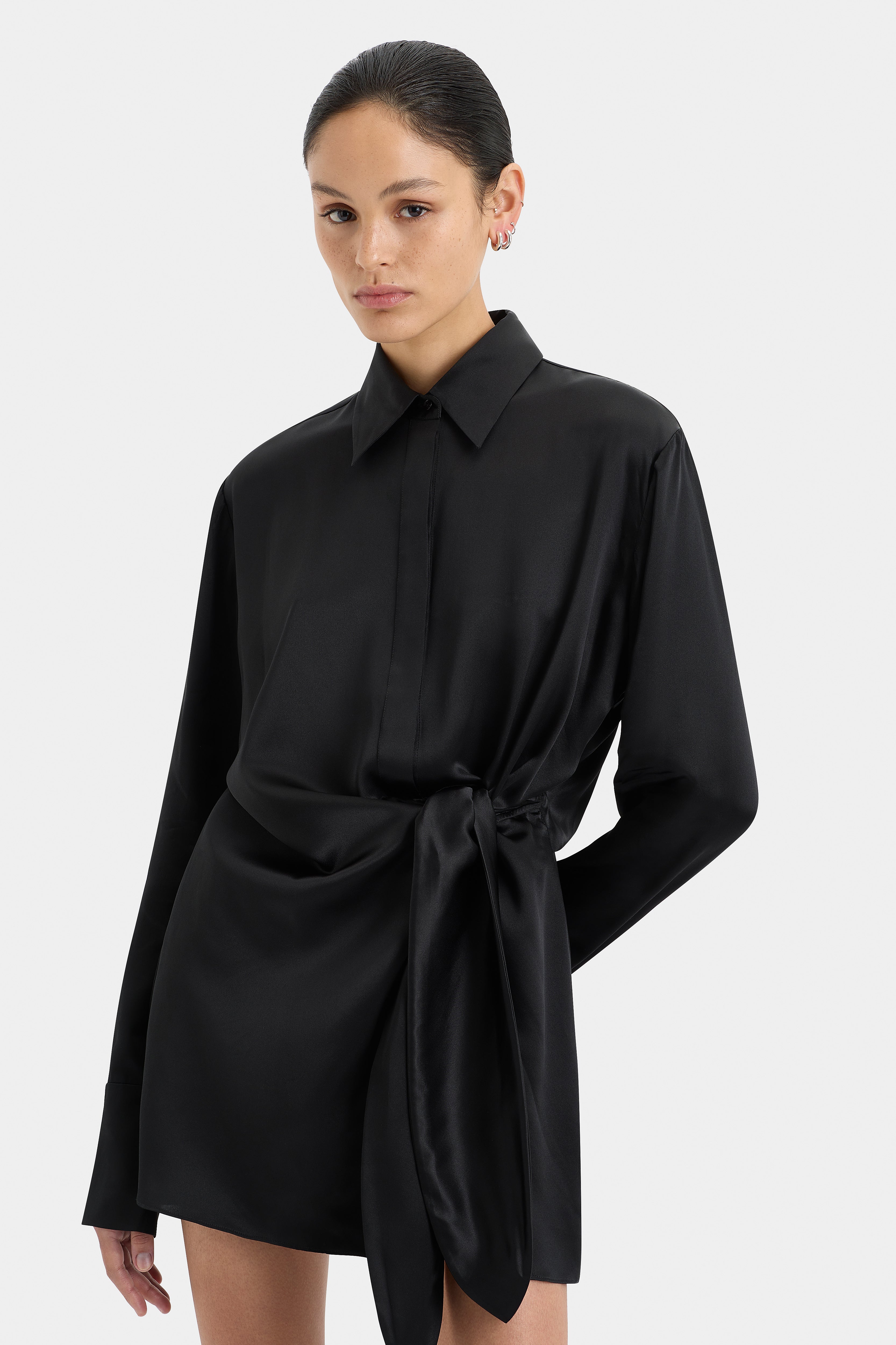 Sorrento Women's Casual Shirt Dress - Flowy Button Down Tunic Top with Pockets | Perfect for Office, Travel & Weekend Outings