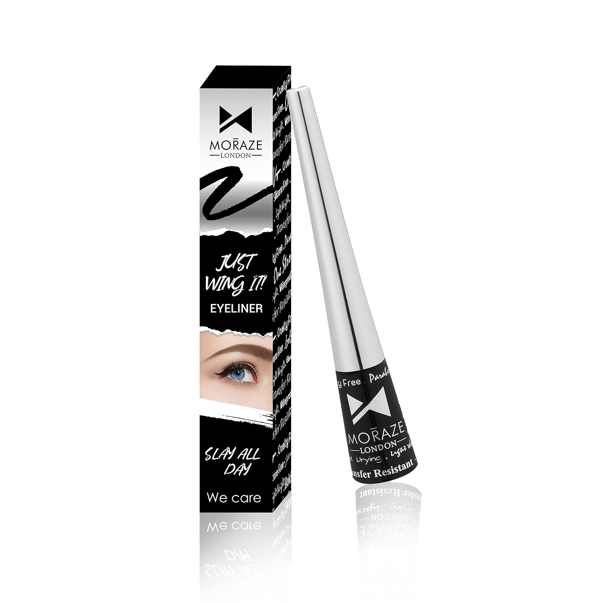 Moraze London Wing It Liquid Eyeliner - Quick Drying, Waterproof, 24-Hour Wear, Bold Black (3.5ml) | Perfect for Everyday Makeup, Party Looks & Professional Makeup Artists