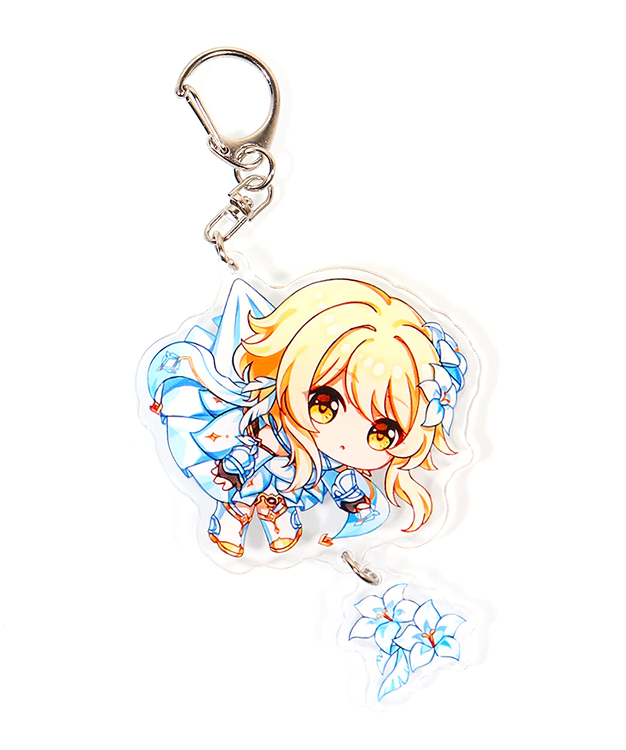 Genshin Impact Acrylic Keychain - Lumine (Flower) Cute Anime Character Keyring, Exquisite Collectible Figure for Fans | Perfect for Backpacks, Keys, and Gifts