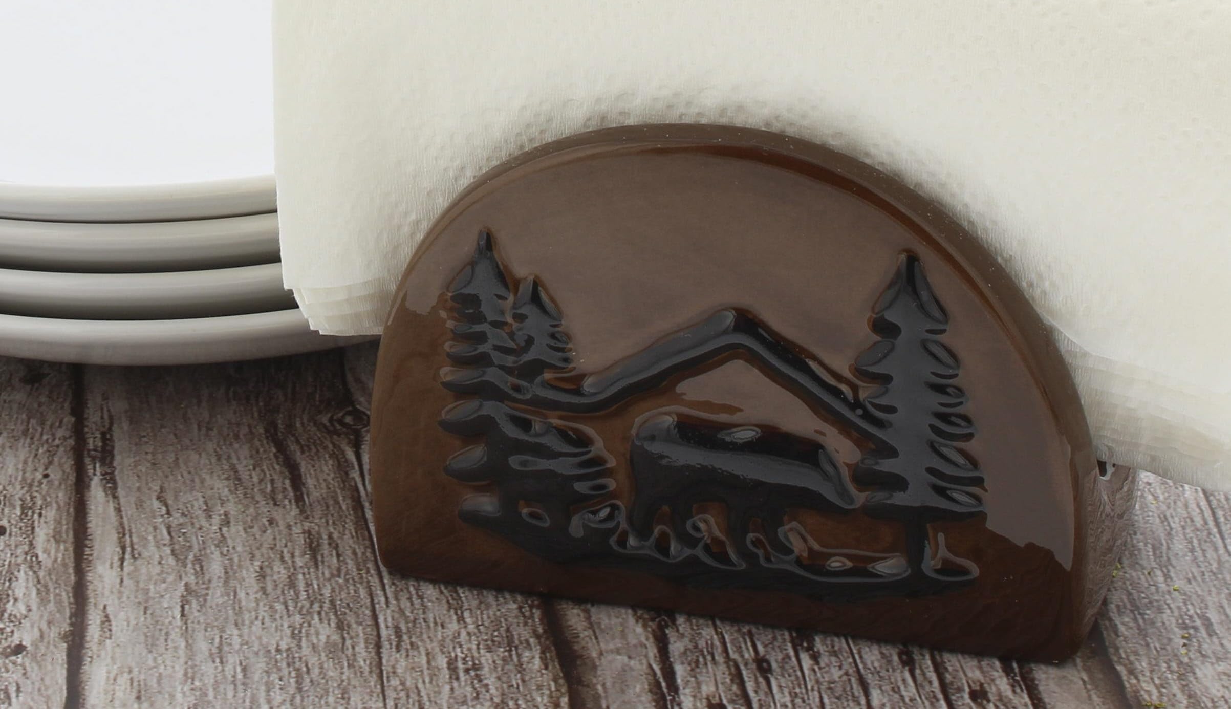 Wilderness Black Bear Ceramic Napkin Holder - Rustic Home Decor for Kitchen, Dining Table, Cabin & Camping - Perfect for Picnics, Parties & Outdoor Adventures