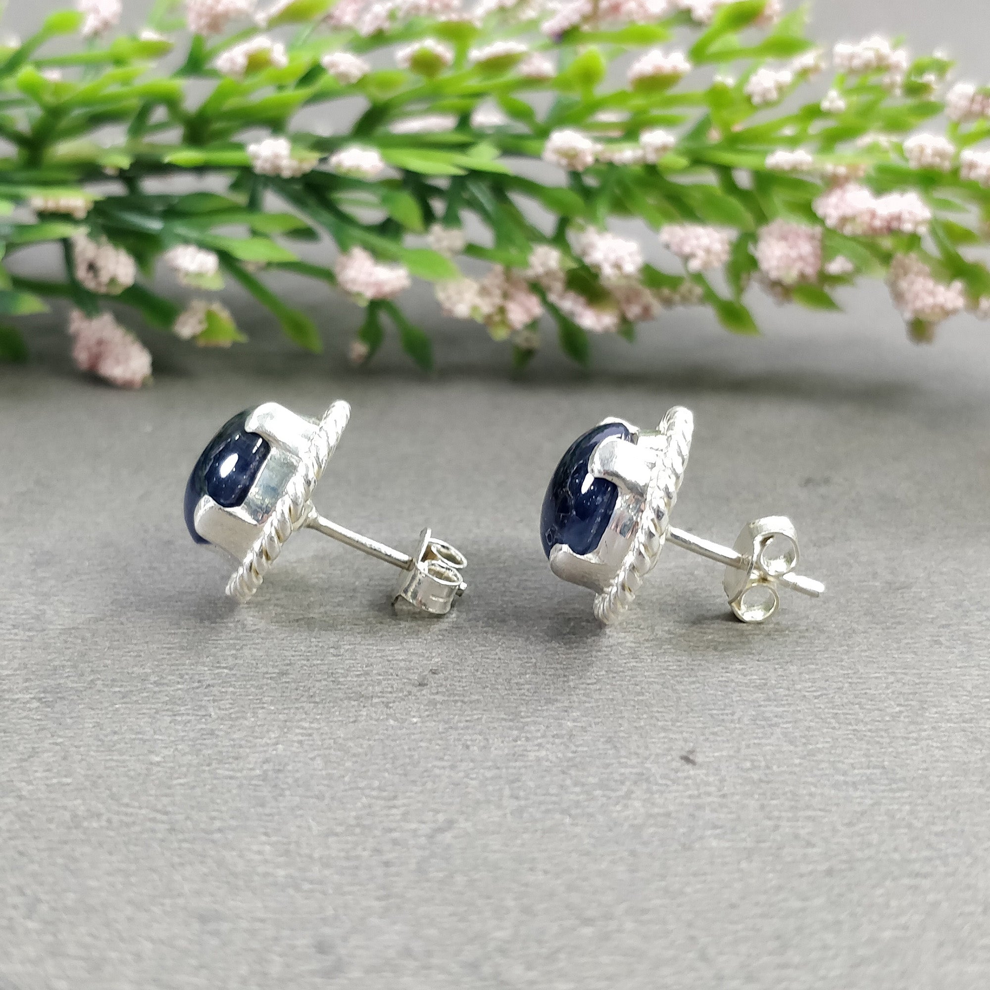Natural Blue Sapphire Gemstone 925 Sterling Silver Stud Earrings – 5.92g Round Prong Set Push Back Earrings for Women, 0.75ct Untreated – Perfect for Weddings, Parties & Everyday Elegance