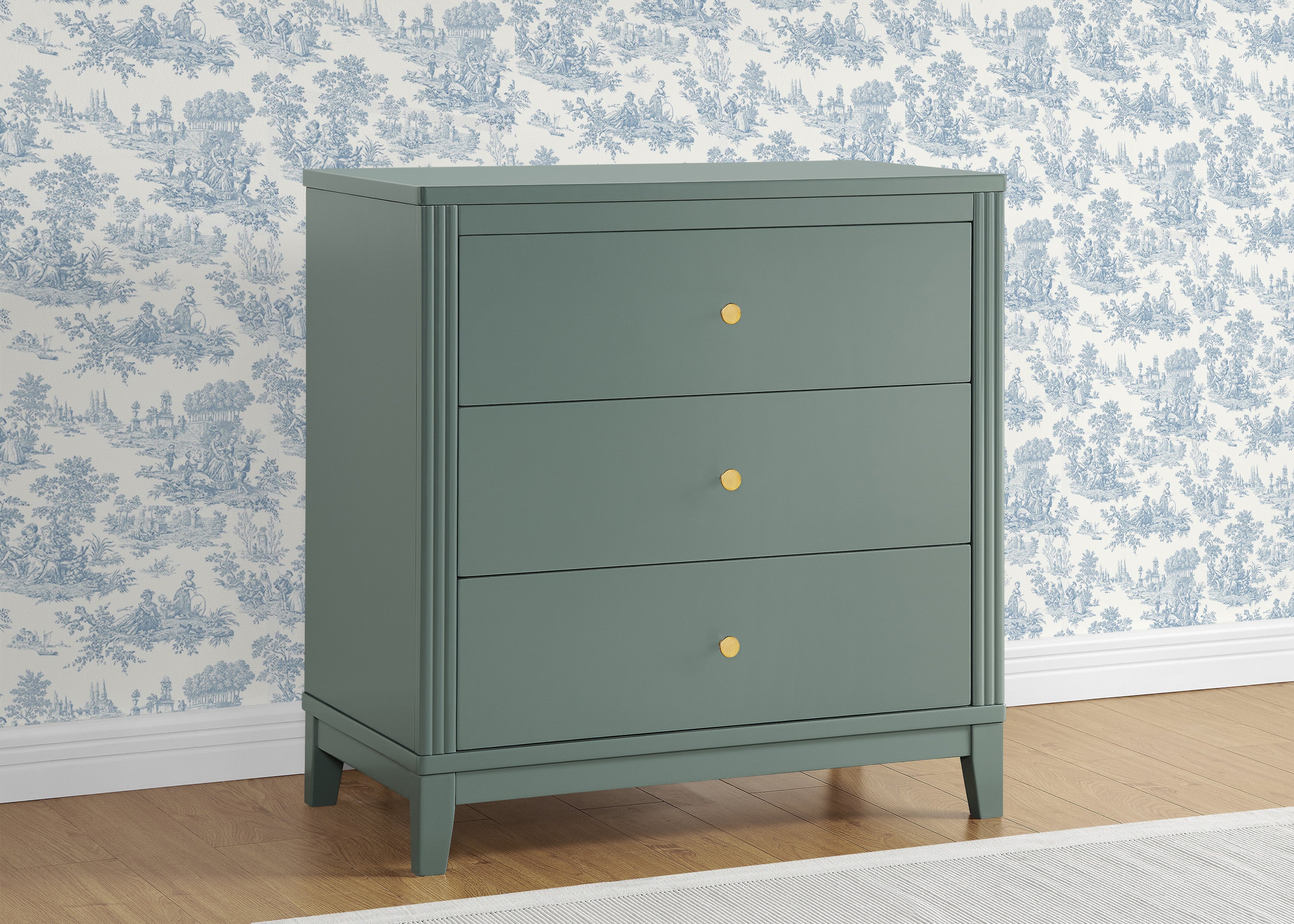 Eloise 3 Drawer Dresser with Changing Top & Interlocking Drawers - Nursery Storage Solution for Baby Clothes, Diapers & Essentials | Modern Baby Changing Table & Dresser Combo for Nursery Organization