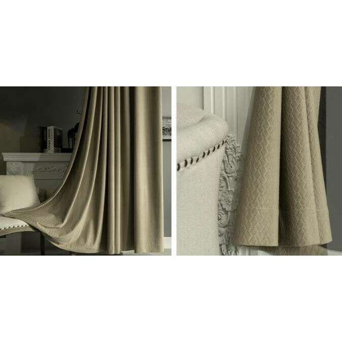 Luxury Jacquard Velvet Woven Design Curtains - Beige | Elegant Window Treatments for Living Room, Bedroom & Home Decor