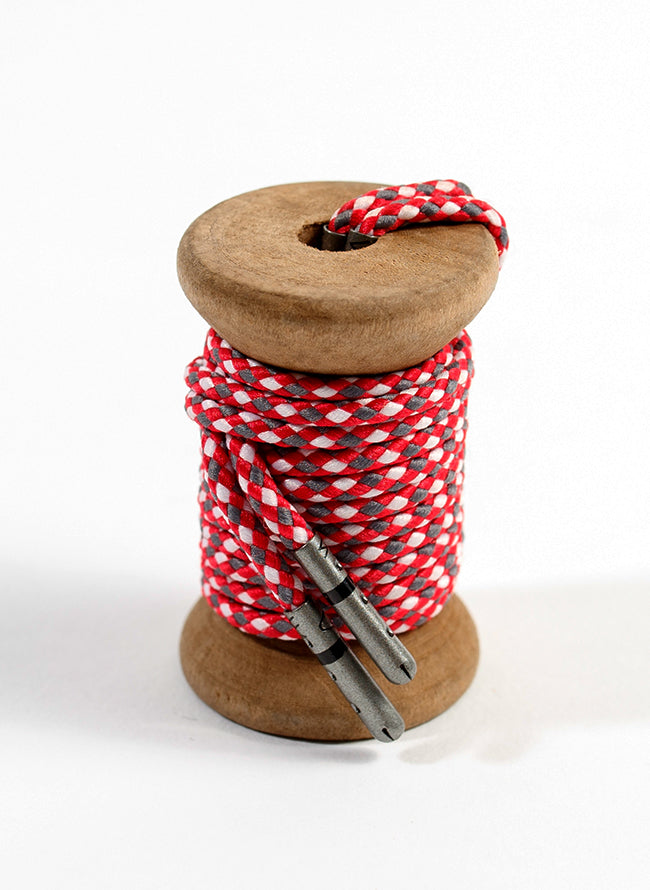 Red, Gray & White Braided Dress Laces - Premium Shoe Laces for Women & Men - Perfect for Sneakers, Boots & Dress Shoes - Fashionable & Durable Laces for Everyday Wear