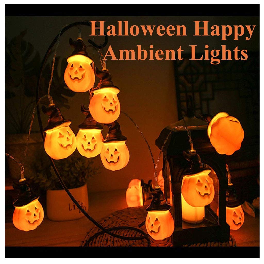 LED Pumpkin String Lights - Halloween Decorations for Outdoor & Indoor, 10 Pumpkin Lights with 2 Modes (Steady/Flickering), 4.9ft - Perfect for Halloween Party, Porch, Yard, and Holiday Home Decor