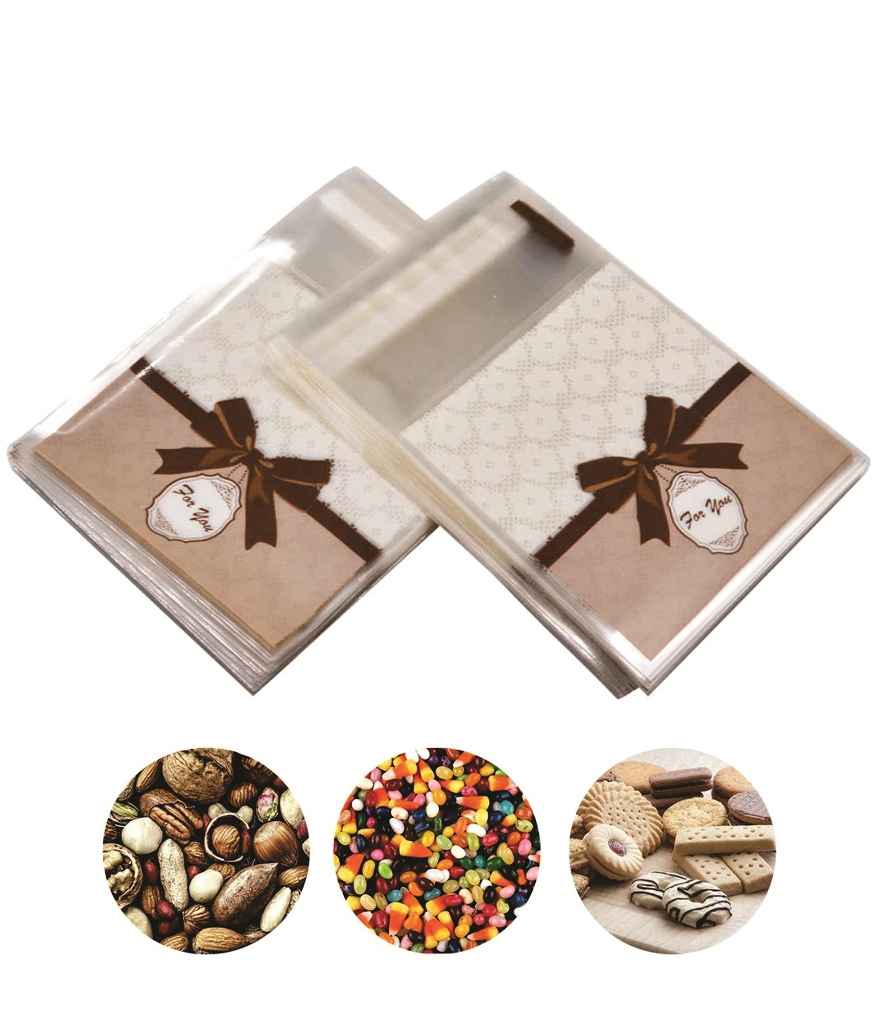 Chocozone 100-Pack Self-Adhesive Nylon Goodie Bags for Party Favors, Cookies, Chocolates | Birthday Party, Wedding, Baby Shower Gift Bags