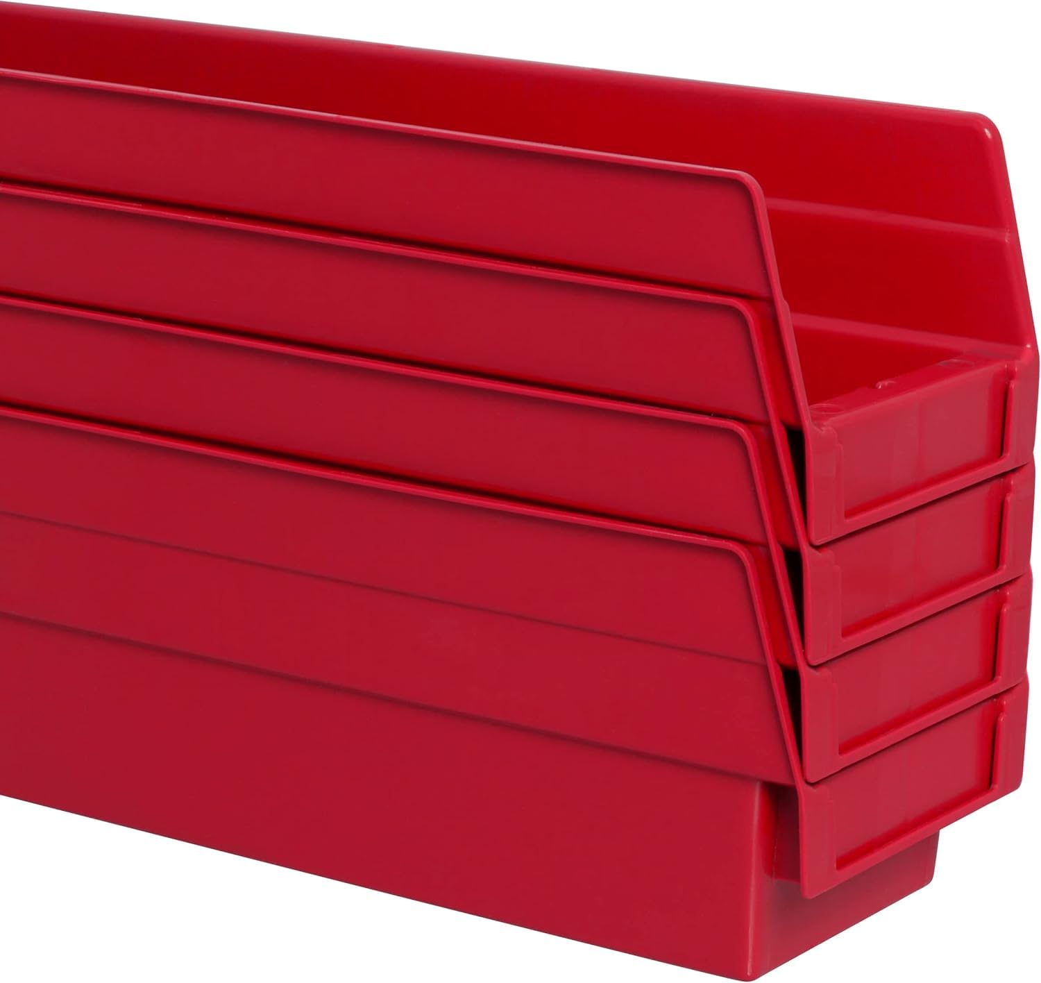 Akro-Mils 30124 Heavy Duty Plastic Shelf Bins - 12-Pack Red Storage Bins (24