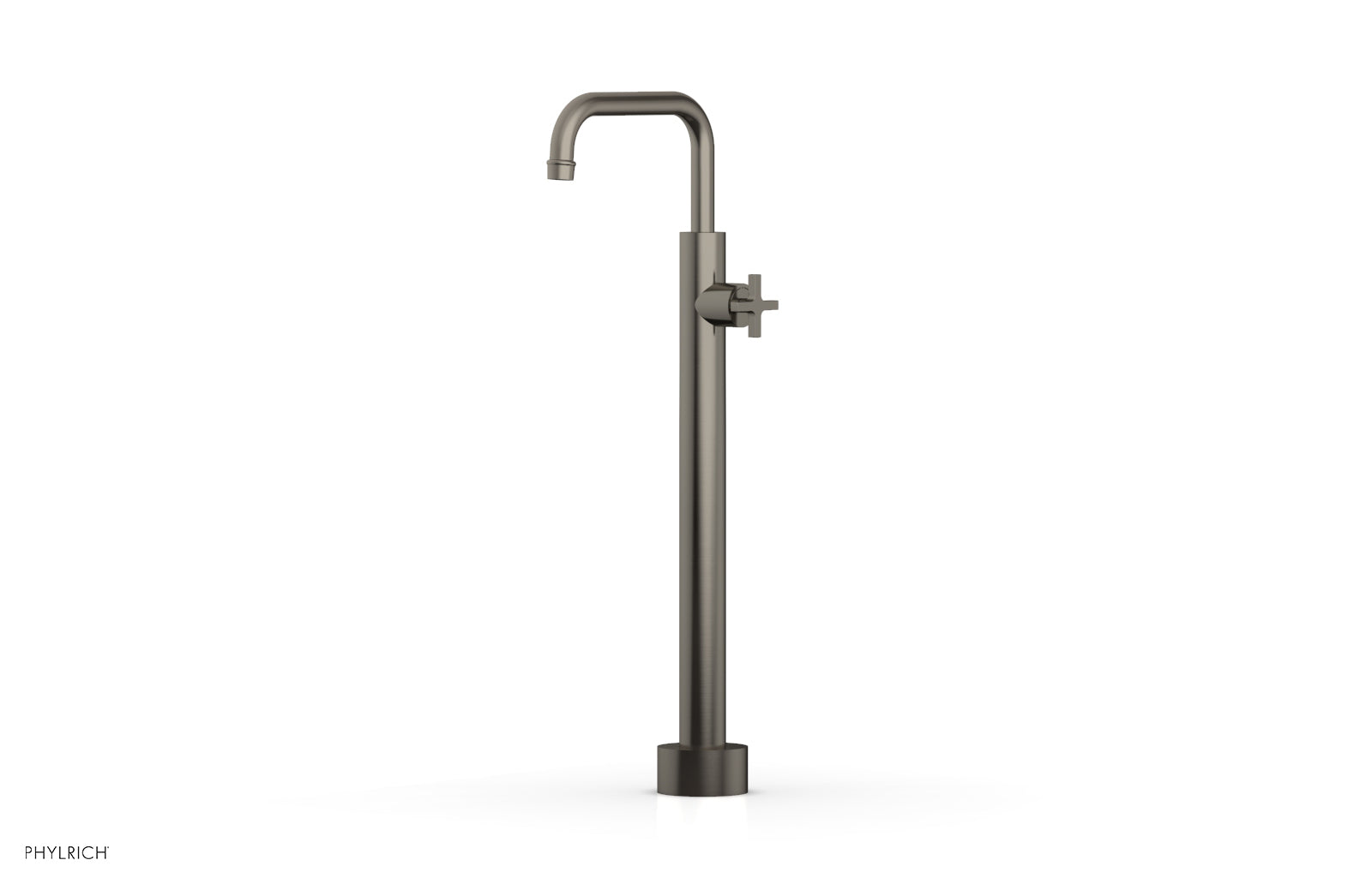 HEX MODERN Low Floor Mount Tub Filler with Cross Handle - Model 501 54 04 | Perfect for Contemporary Bathroom Designs and Spa-Like Showers