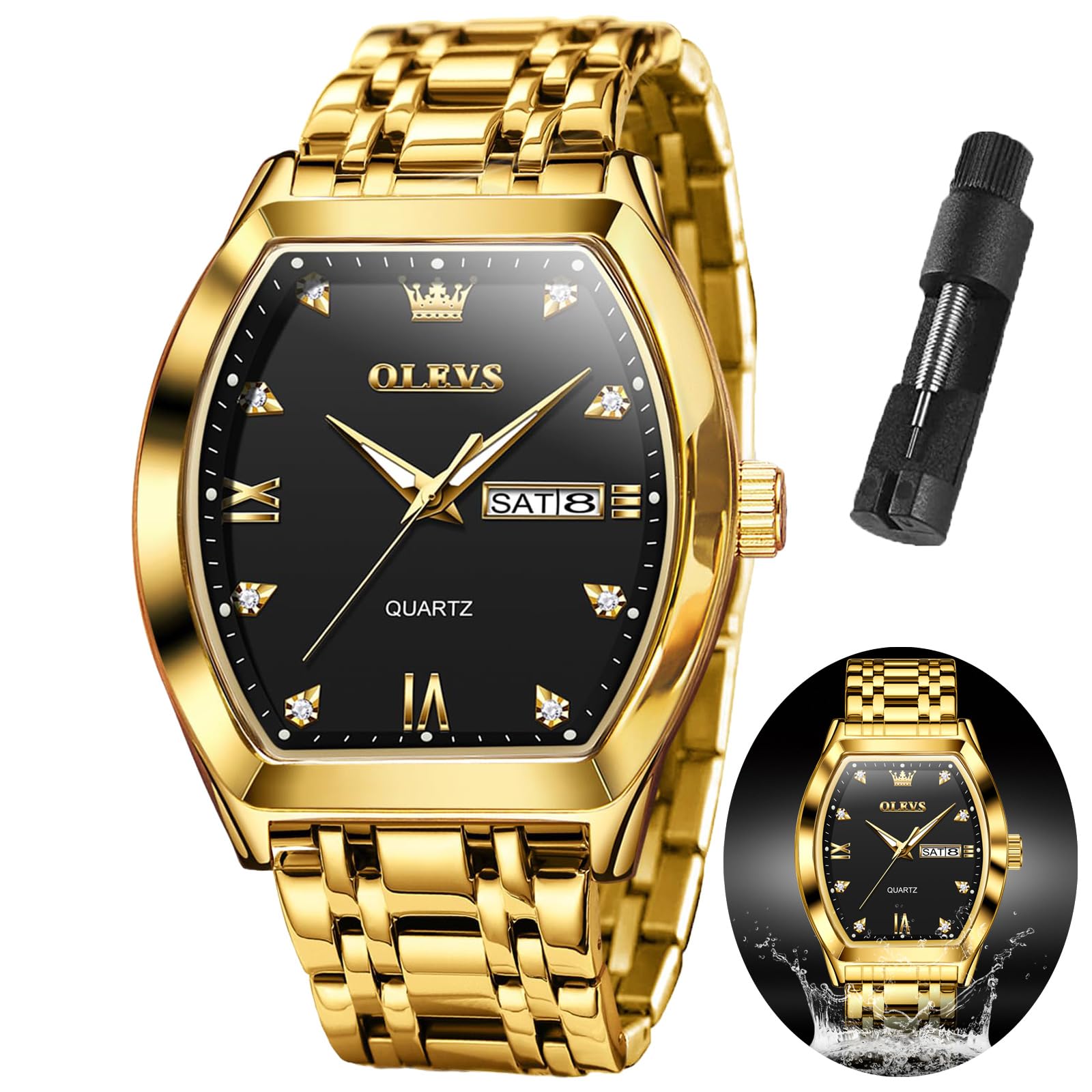 OLEVS Luxury Men's Analog Quartz Watch - Stainless Steel Business Dress Watch with Date Display, Waterproof & Luminous - Perfect for Office, Formal Events & Everyday Wear