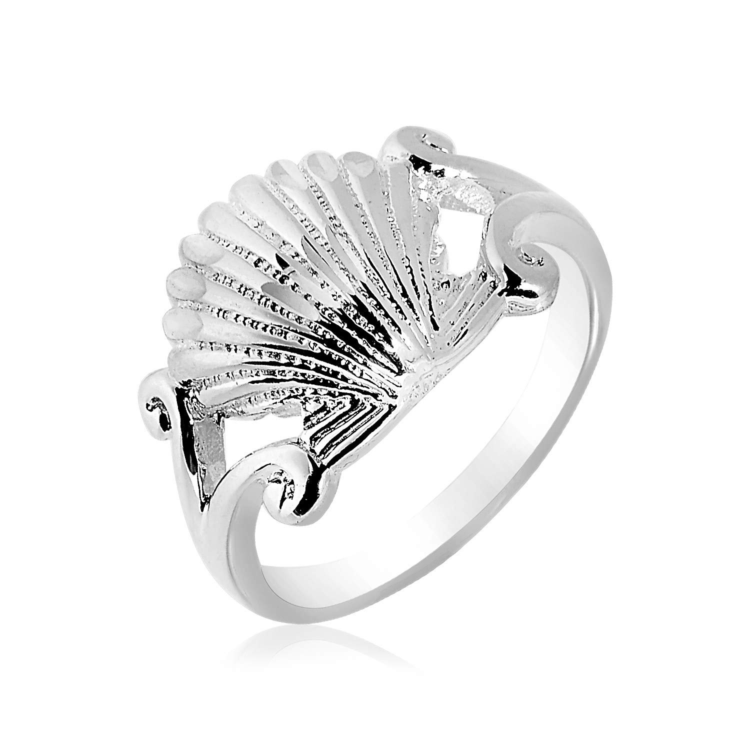 Elegant Sterling Silver Textured Seashell Ring for Women - Handmade Fine Jewelry Gift for Beach Lovers, Perfect for Summer Vacations & Boho Fashion