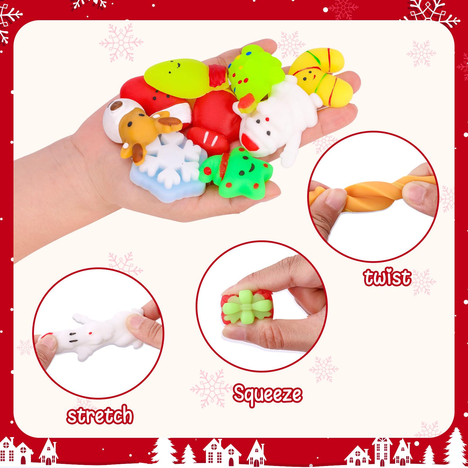 Christmas Squishies Toys 48 PCS - Stocking Stuffers for Kids & Party Favors - Holiday Gift Fun