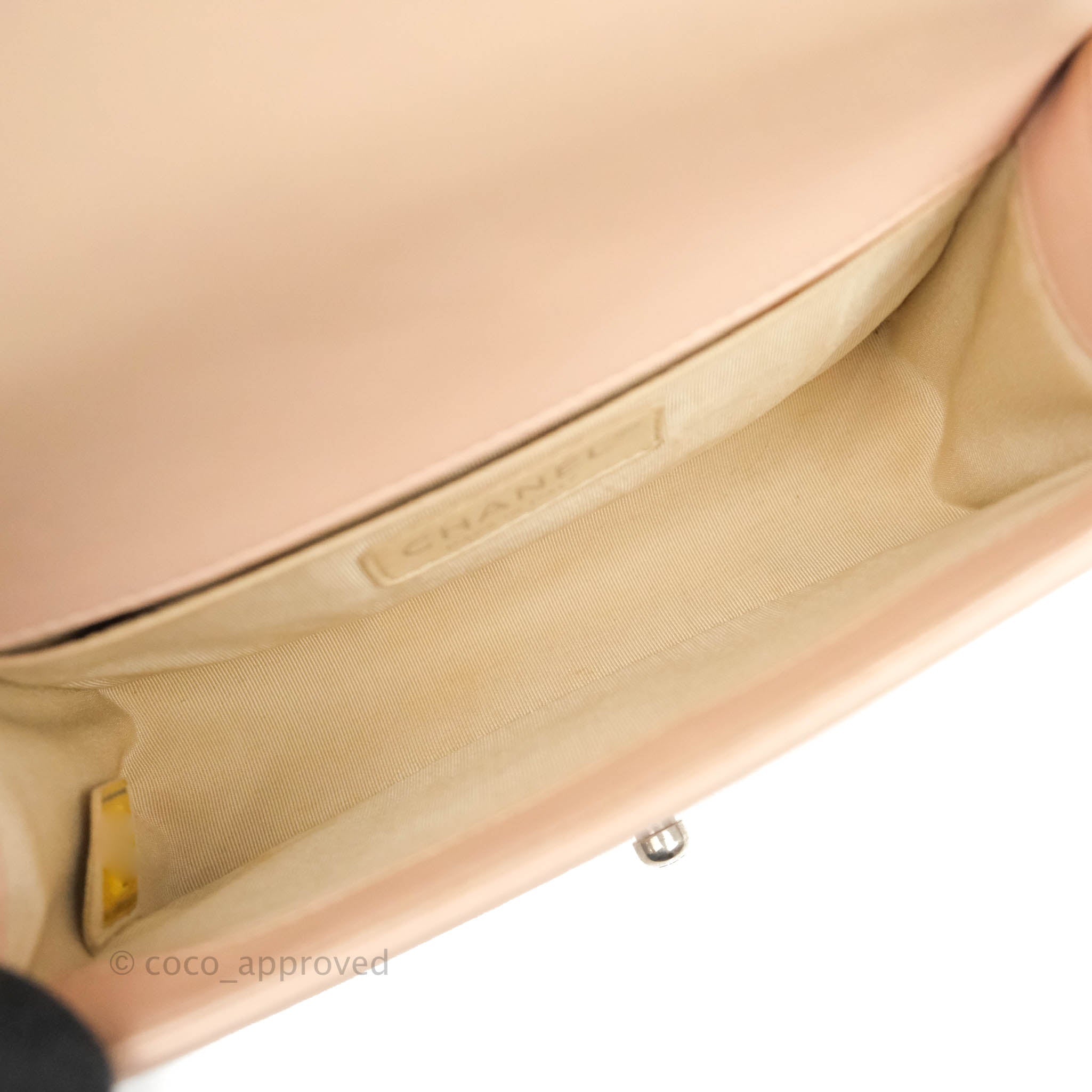 Chanel Boy Small Light Beige Pink Calfskin Bag with Ruthenium Hardware - Luxury Crossbody Purse for Women, Perfect for Date Night & Evening Events