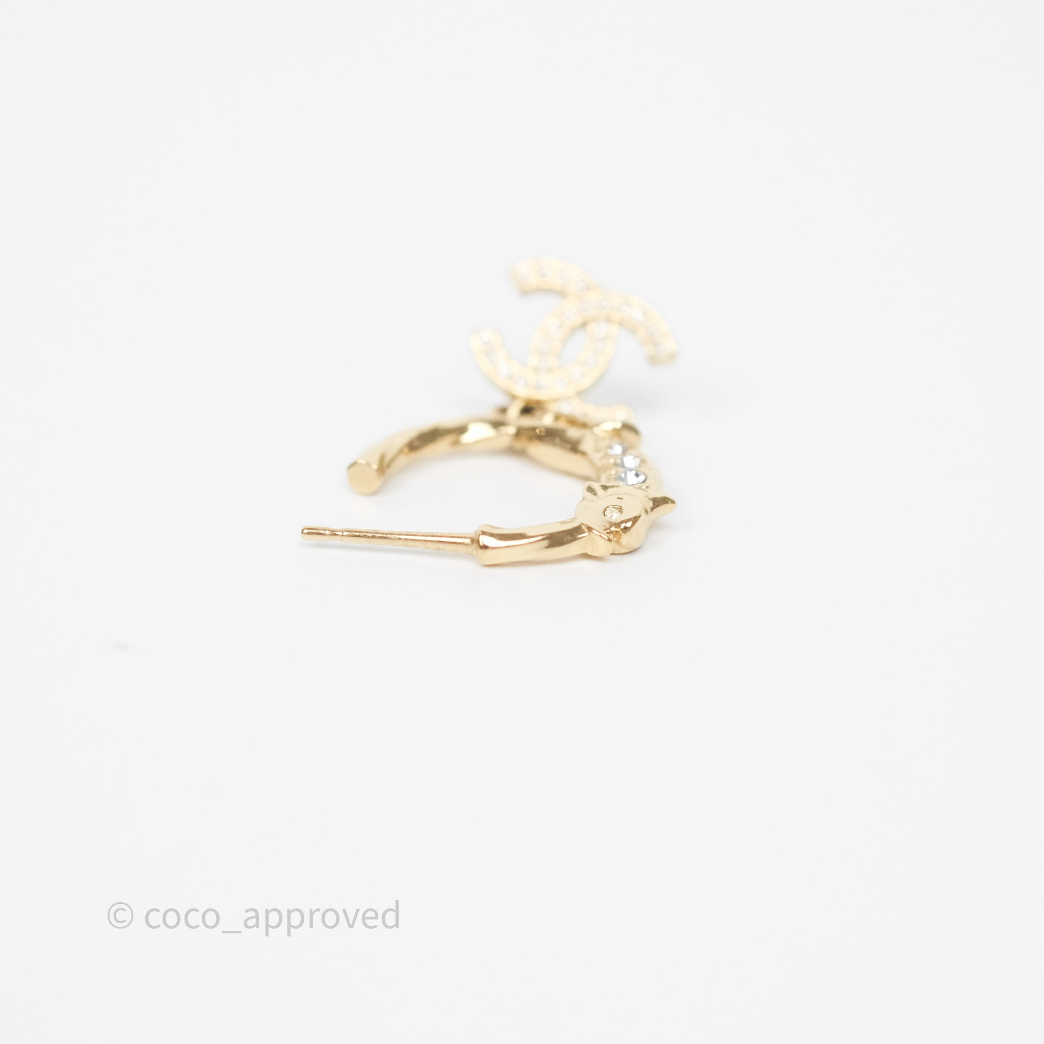 Chanel CC Crystal Hoop Earrings Gold Tone 23C - Luxury Fashion Jewelry for Women | Perfect for Parties, Weddings & Special Occasions
