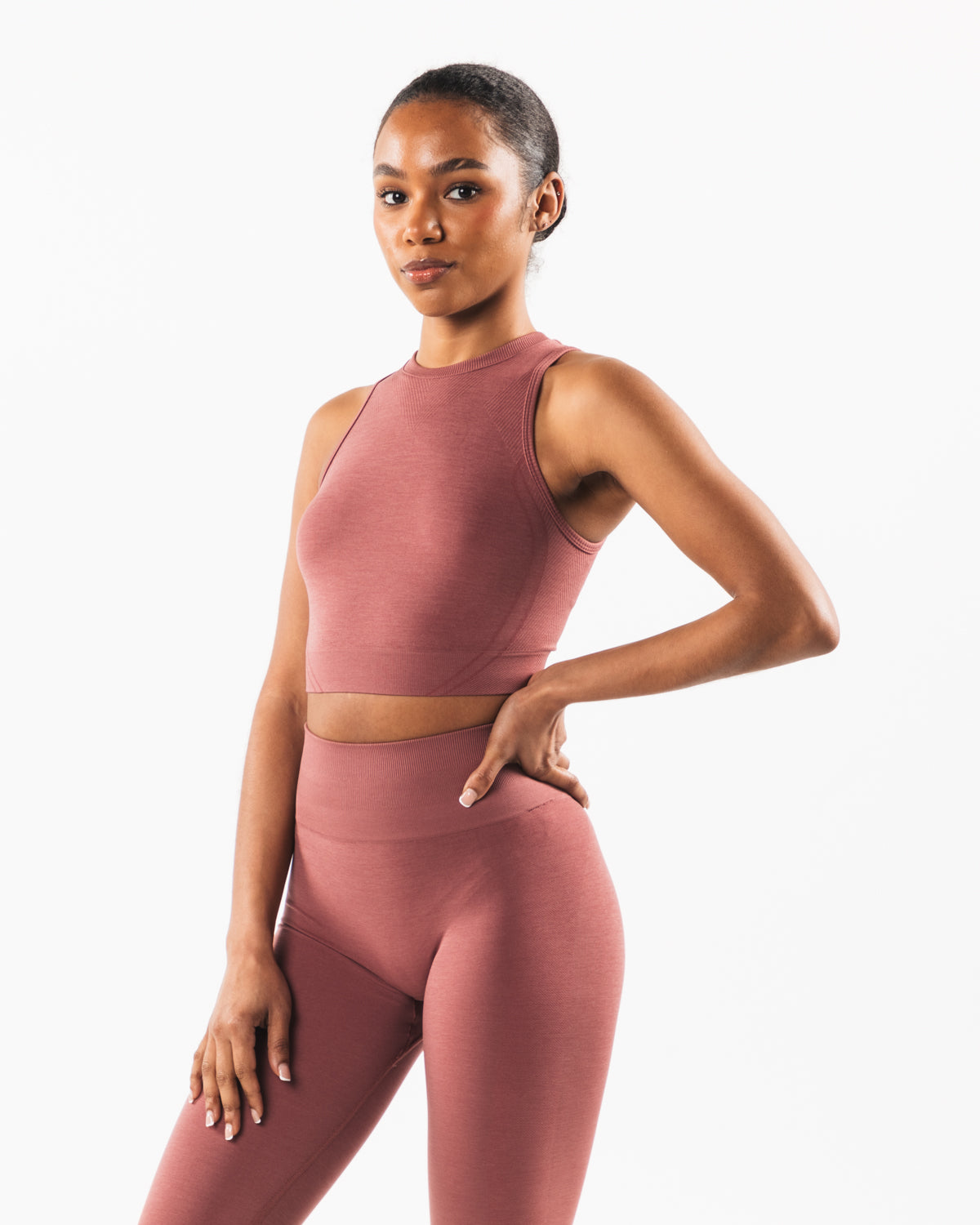 Stratus Crop Tank Top for Women - Soft Rose Pink Yoga Shirt, Breathable Workout Tee for Running, Gym & Casual Wear