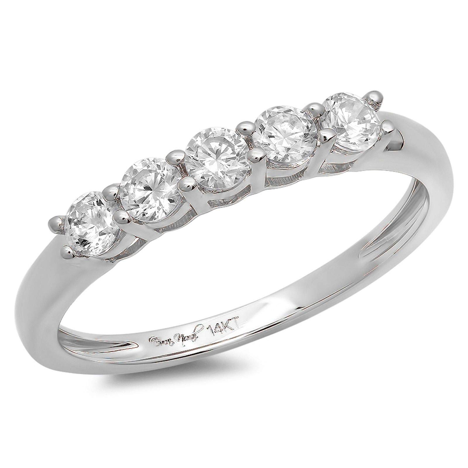 0.4 Carat Brilliant Round Cut Lab Grown Diamond Ring - SI1-SI2 Clarity, G-H Color, 18K White Gold Stackable Wedding Band for Engagement, Promise & Anniversary - Perfect for Everyday Wear & Special Occasions