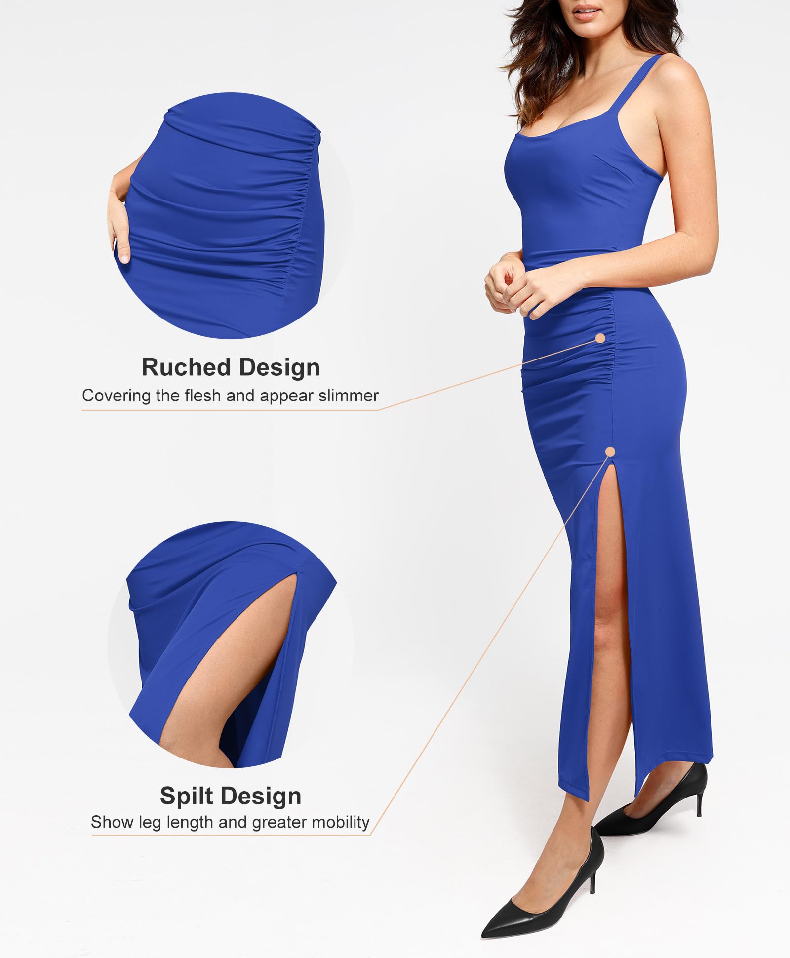 Popilush Shapewear Dress - Bodycon Maxi Dress with Built-in Shapewear for Women | 2025 Trending Slimming & Tummy Control | Perfect for Weddings, Parties & Evening Events