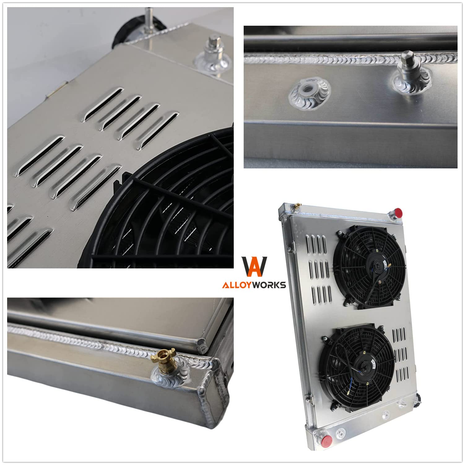 **ALLOYWORKS CU716 Full Aluminum Radiator & Dual 12'' Fan Shroud with Relay Kit for 1973-1991 Chevy C/K 10 20 30 Series & GMC Trucks, Pickup, Blazer, Suburban, Jimmy - Compatible with Multiple V8 Models (3-Row, AT/MT) - Perfect for Off-Roading, Towing & High-Performance Cooling**