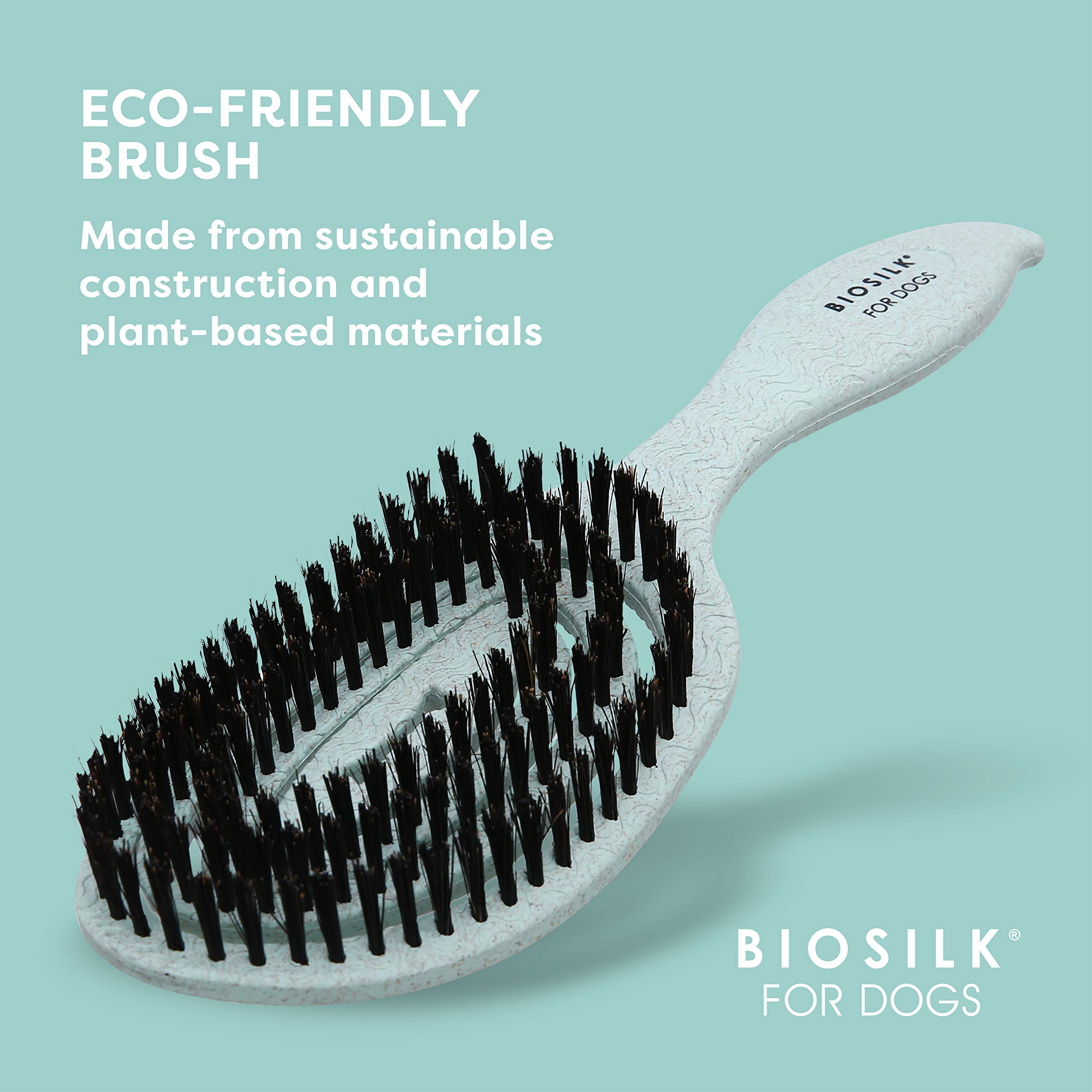 BioSilk for Dogs Eco-Friendly Boar Hair Bristle Brush - Mint Green Pet Grooming Brush with Ergonomic Handle for Shedding Control | 48 Pack | Perfect for Daily Brushing, Detangling & Coat Shine Enhancement