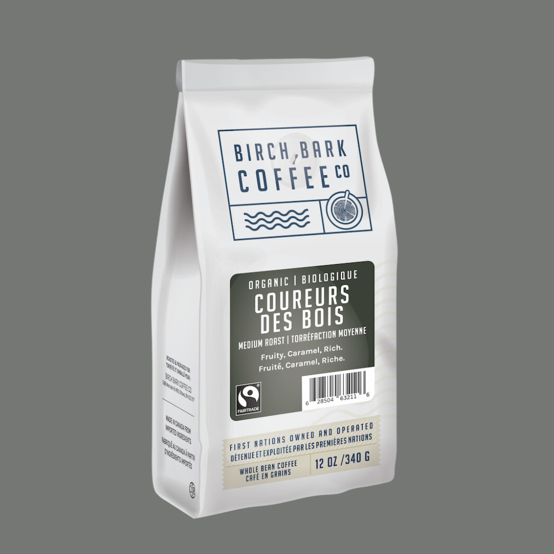 Organic Birch Bark Coureurs Des Bois Fair Trade Whole Bean Coffee - 12 oz Bag | Premium Single-Origin Coffee Beans for French Press, Drip & Espresso | Perfect for Camping, Gifts & Morning Brews