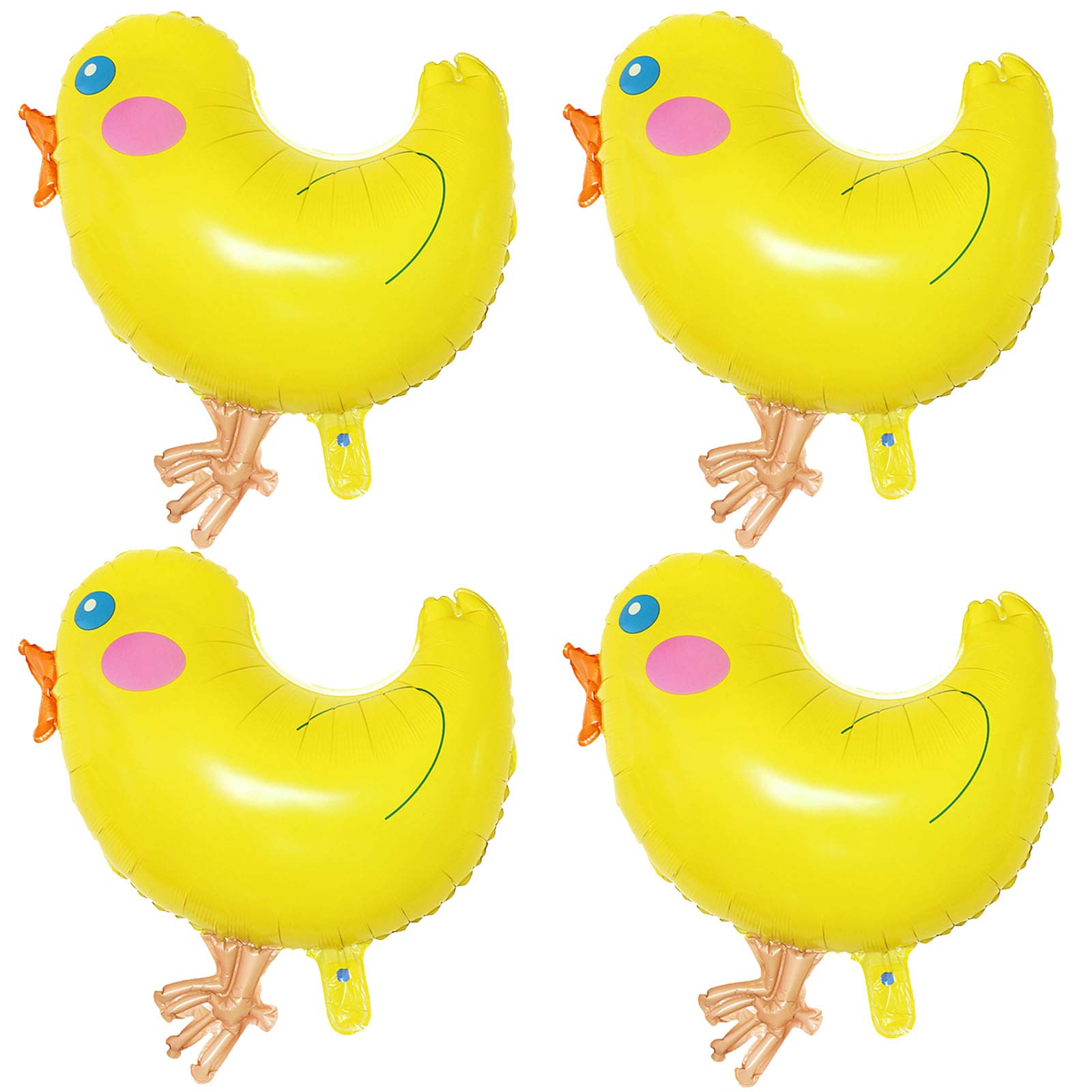 4Pcs Chicken Shaped Mylar Balloons - Easter Party Decorations, Farm Animal Balloons for Easter, Birthday & Baby Shower Party Supplies - Perfect for Easter Egg Hunts, Spring Celebrations & Farm Theme Parties