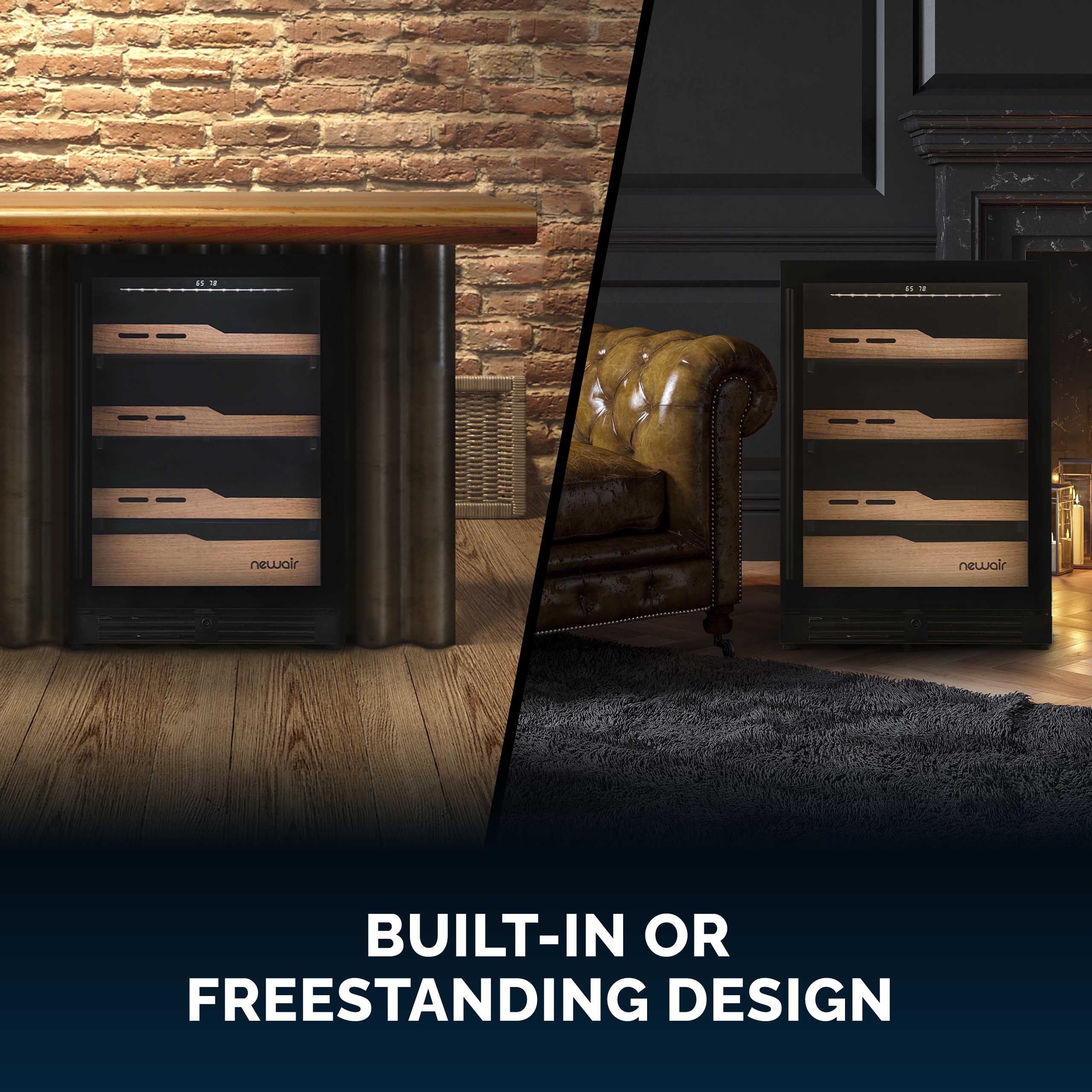 Newair® 1500-Count Electric Cigar Humidor Cabinet - Freestanding or Built-In Wine Cooler Conversion - Perfect for Cigar Aficionados & Home Bars