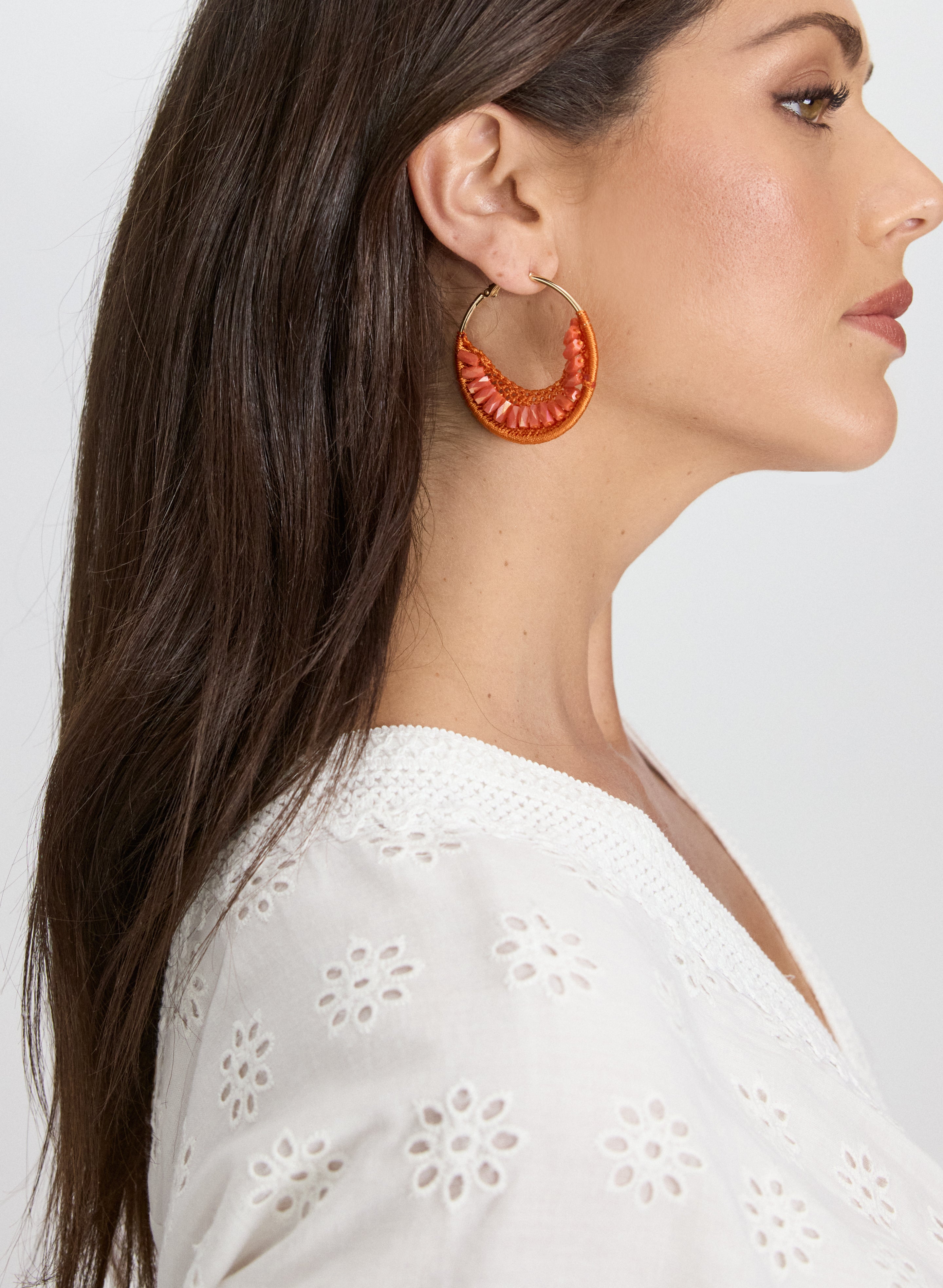 Beaded Knit Hoop Earrings for Women - Stylish Boho Dangle Earrings for Everyday Wear & Party Outfits