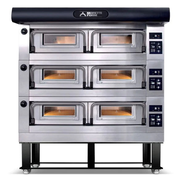 AMPTO P120E C3 Commercial Electric Pizza Oven - 3 Deck 49''x52''x7'' Chamber, 208/240V 60Hz - Perfect for Pizzerias, Restaurants & Catering Businesses