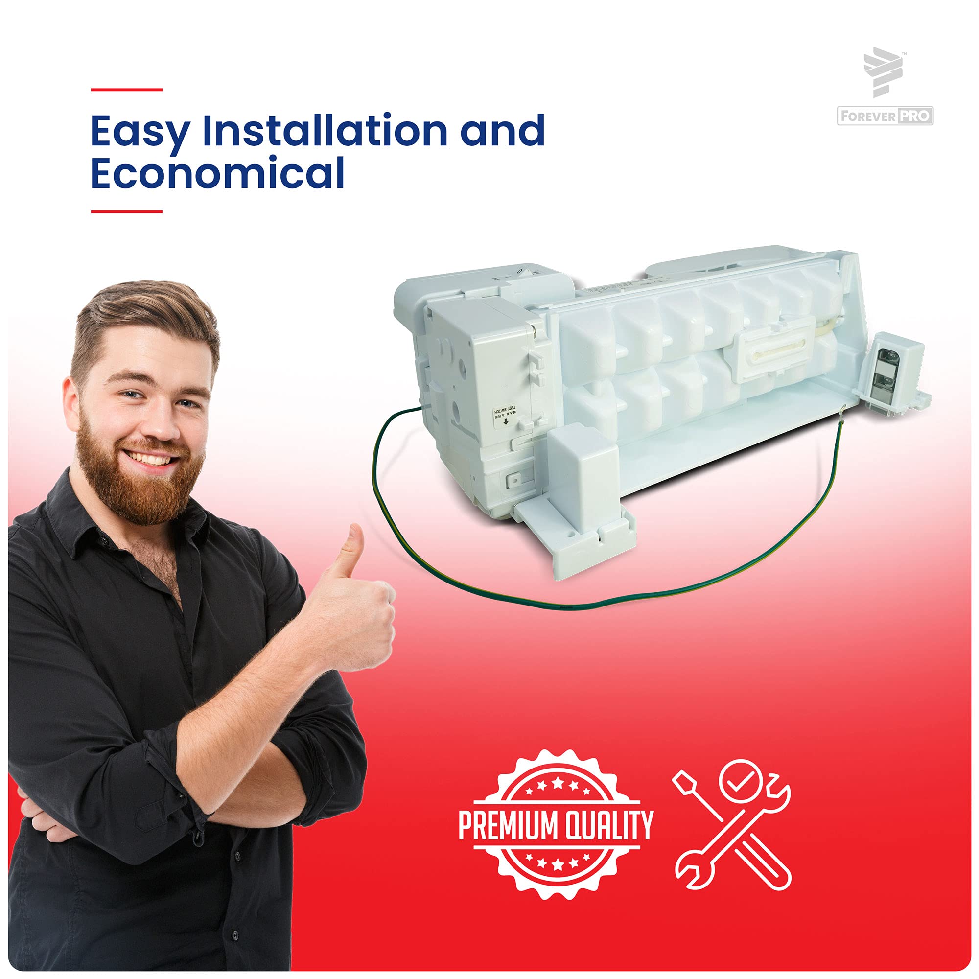 ForeverPRO AEQ73110203 Ice Maker Assembly Kit Compatible with LG Refrigerator Models 2657857 & PS7788172 - Replacement Part for AEQ73110209 - Perfect for Kitchen Appliance Repair & Ice Dispenser Maintenance