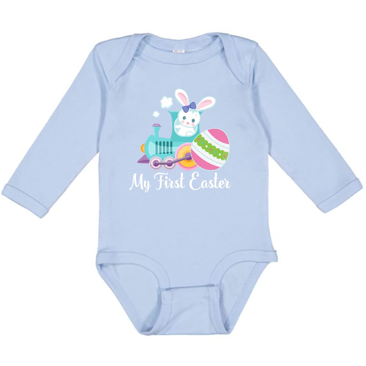 Inktastic My First Easter Egg Train Long Sleeve Baby Bodysuit - Cute Easter Outfit for Newborns & Infants - Perfect for Easter Photos, Family Gatherings & Spring Celebrations