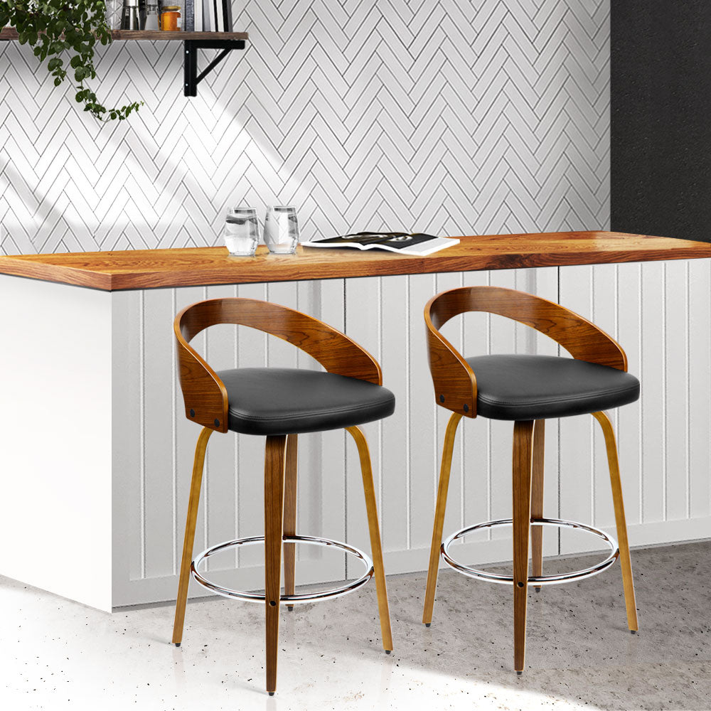 2 Pack Swivel Bar Stools with Curved Backrest - Adjustable Height Counter Stools for Kitchen Island, Breakfast Bar & Home Decor