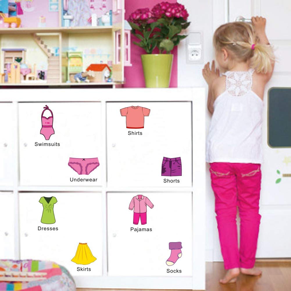 Arttop Removable Clothing Labels & Decals - Wardrobe Organization Stickers for Clothes Classification, Vinyl Wall Decals for Bedroom & Home Decor - Perfect for Women's Clothing Storage & Closet Organization