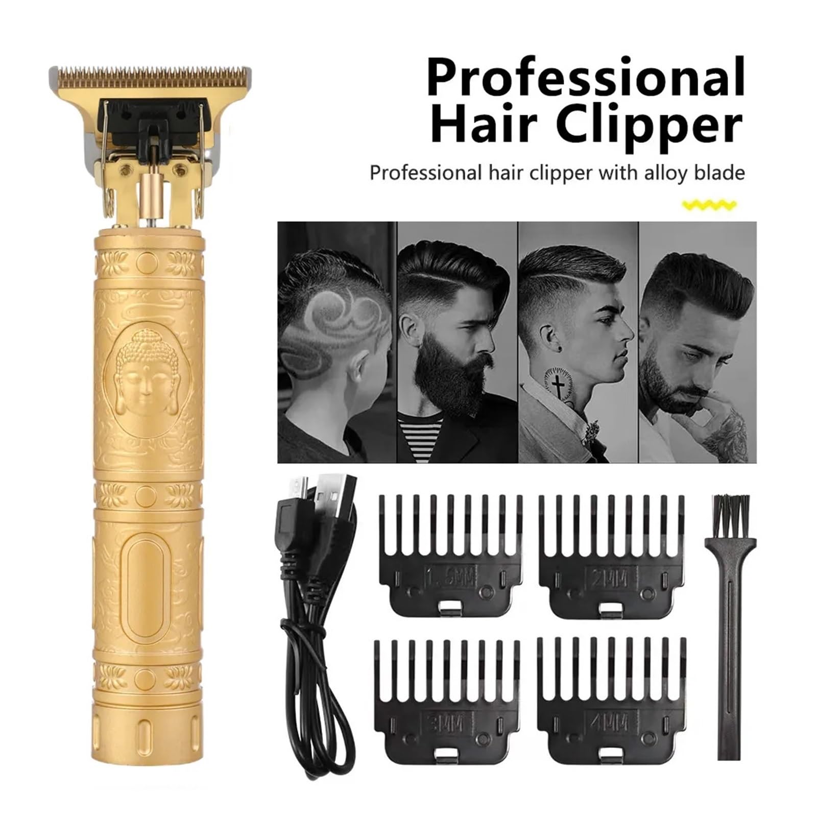 T9 Professional Electric Hair Clipper - Metal Black Wholesale Razor for Men's Grooming | Perfect for Home Haircuts, Barbershops & Styling Beards