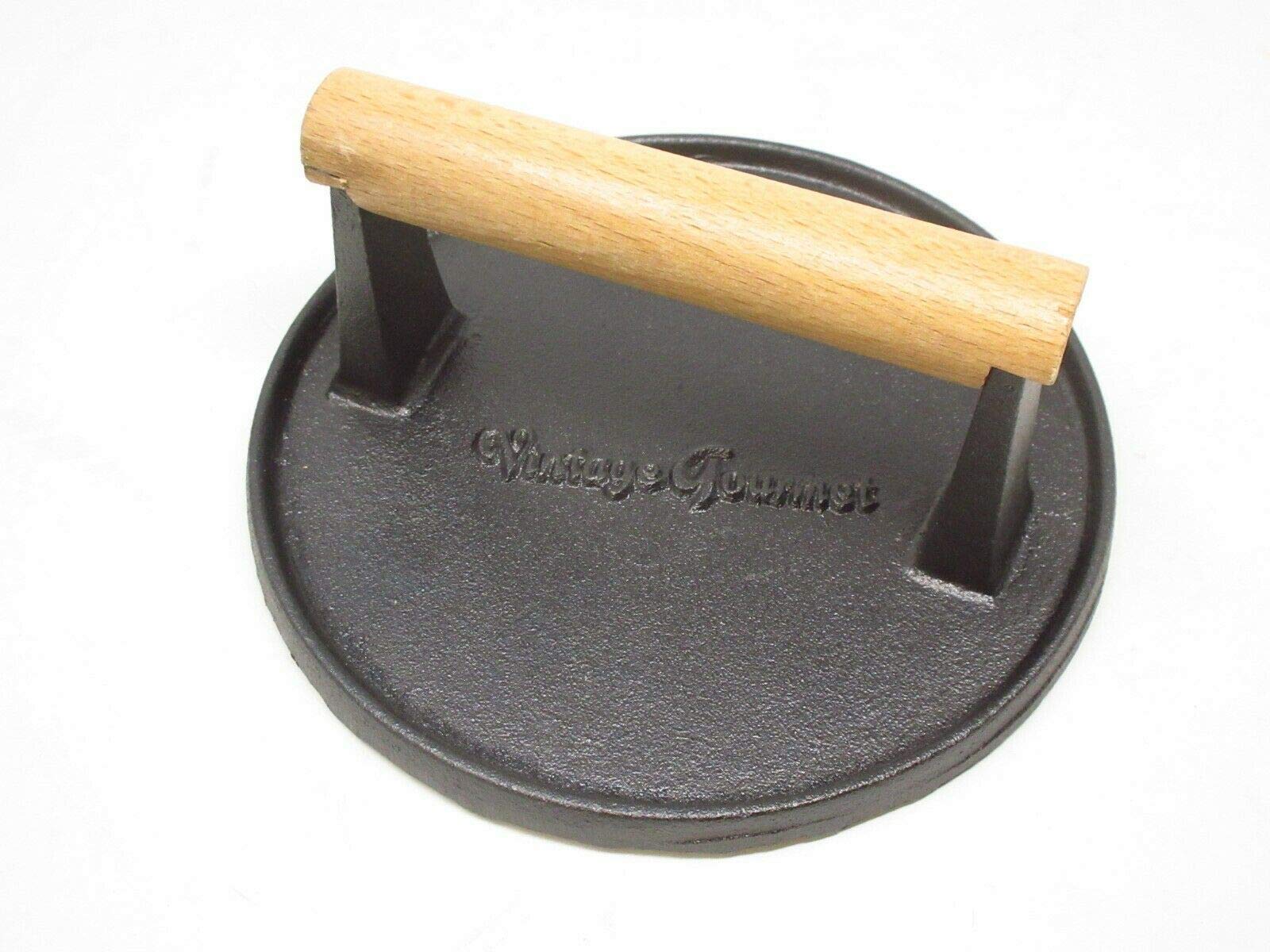 Premium Vintage Cast Iron Steak Burger Press - Heavy Duty Round Patty Maker for Juicy Homemade Burgers, BBQ, Grilling & Outdoor Cooking - Perfect for Backyard Parties & Restaurant Use