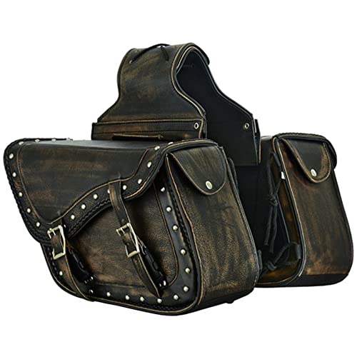 Distressed Brown 26L Studded & Braided