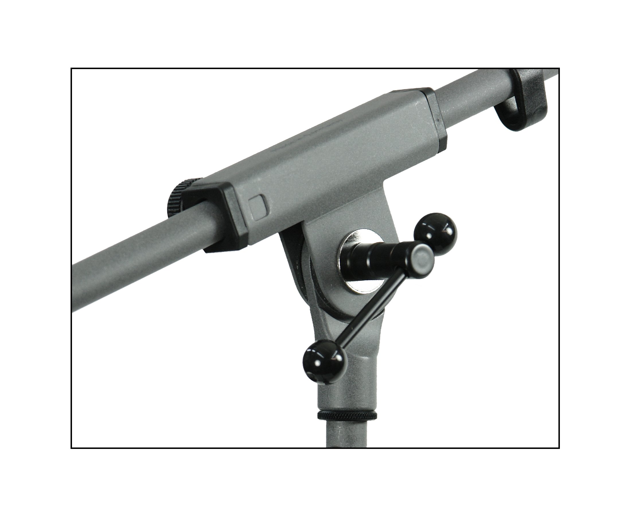 Professional K&M Konig & Meyer 25900.570.87 Low Profile Microphone Stand with Telescopic Boom Arm - Zinc Die-Cast Base, Soft Touch Finish - German Made Gray Studio Mic Stand for Musicians, Singers & Podcasters - Perfect for Home Studios, Live Performances & Recording Sessions
