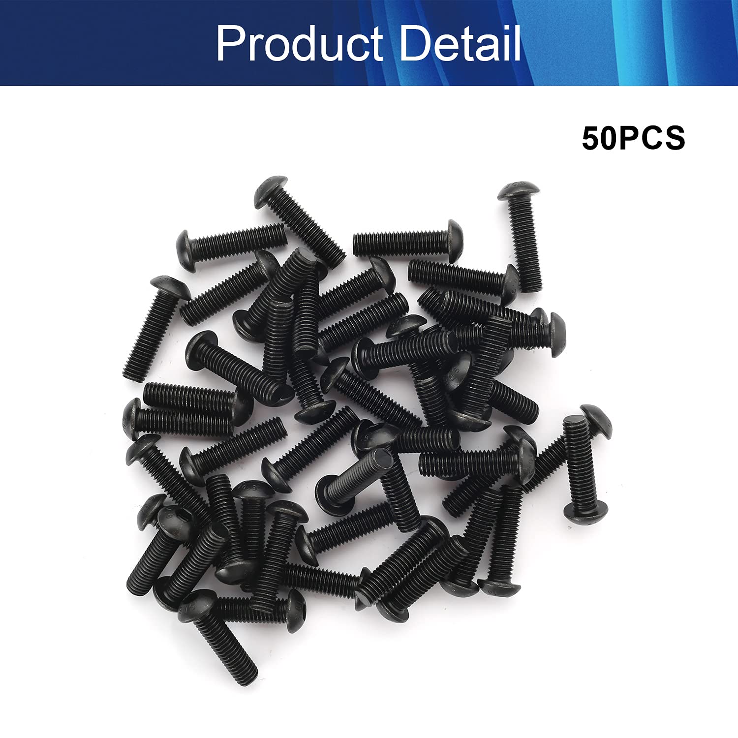 50Pcs M8x30mm Hex Socket Head Screws - Black Carbon Steel Fasteners for Furniture Assembly