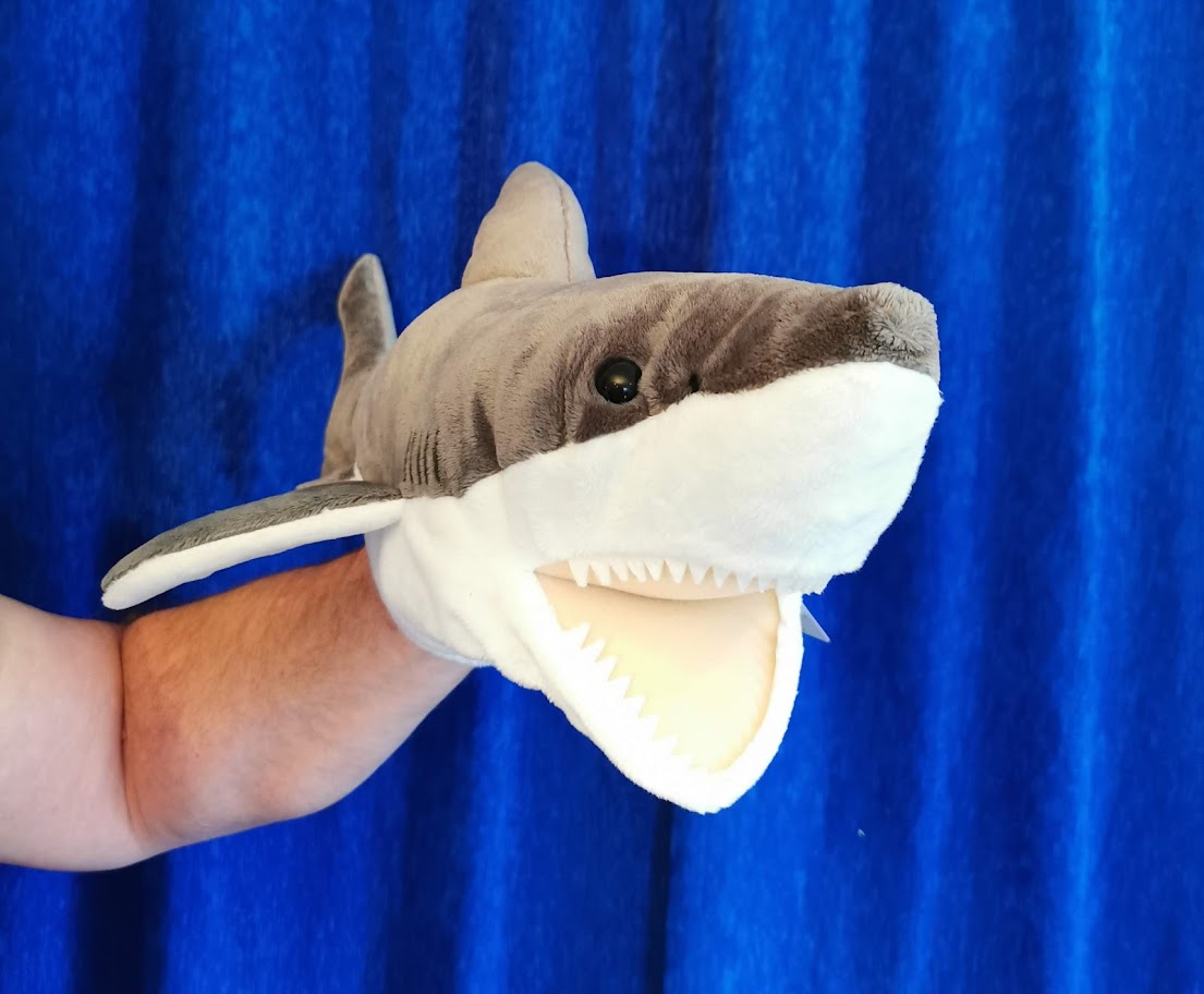 Shaz the Shark 60cm Long Hand Puppet for Kids - Soft Plush Animal Puppet Toy for Storytelling, Role Play & Classroom Activities (Code 53)