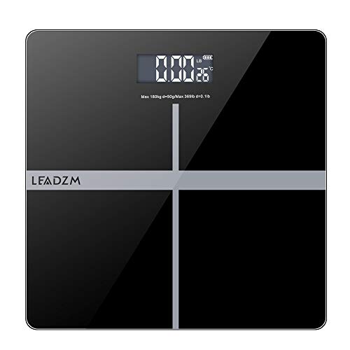 **Precision Digital Bathroom Scale with Step-On Technology - 400 lbs Capacity, Tempered Glass, Backlit LCD Display - Ideal for Home, Gym & Health Tracking (Black)**