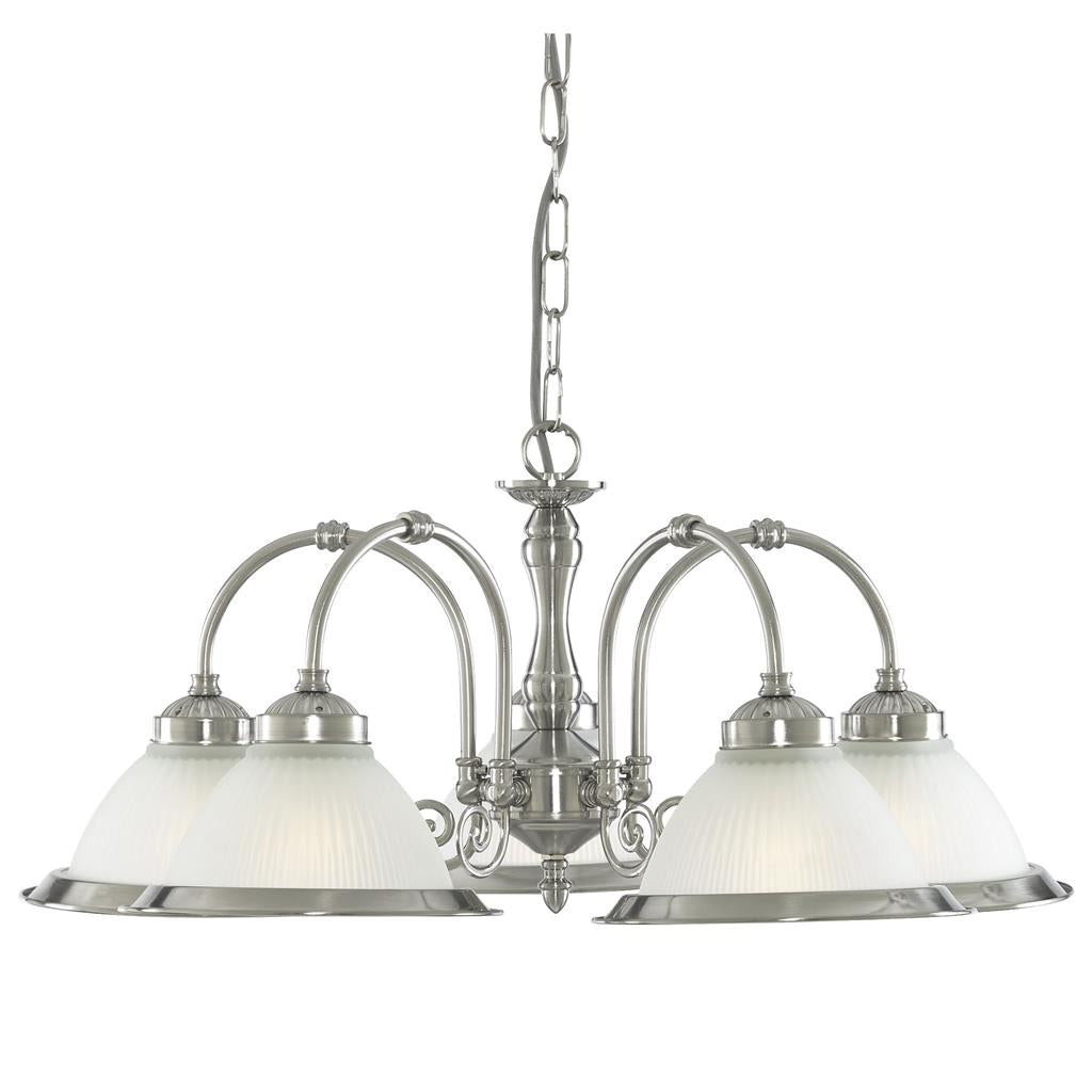 Vintage Style 3/5Lt Multi-Arm Pendant Light - Antique Brass & Satin Silver Finish for Kitchen Island, Dining Room, or Bar Lighting