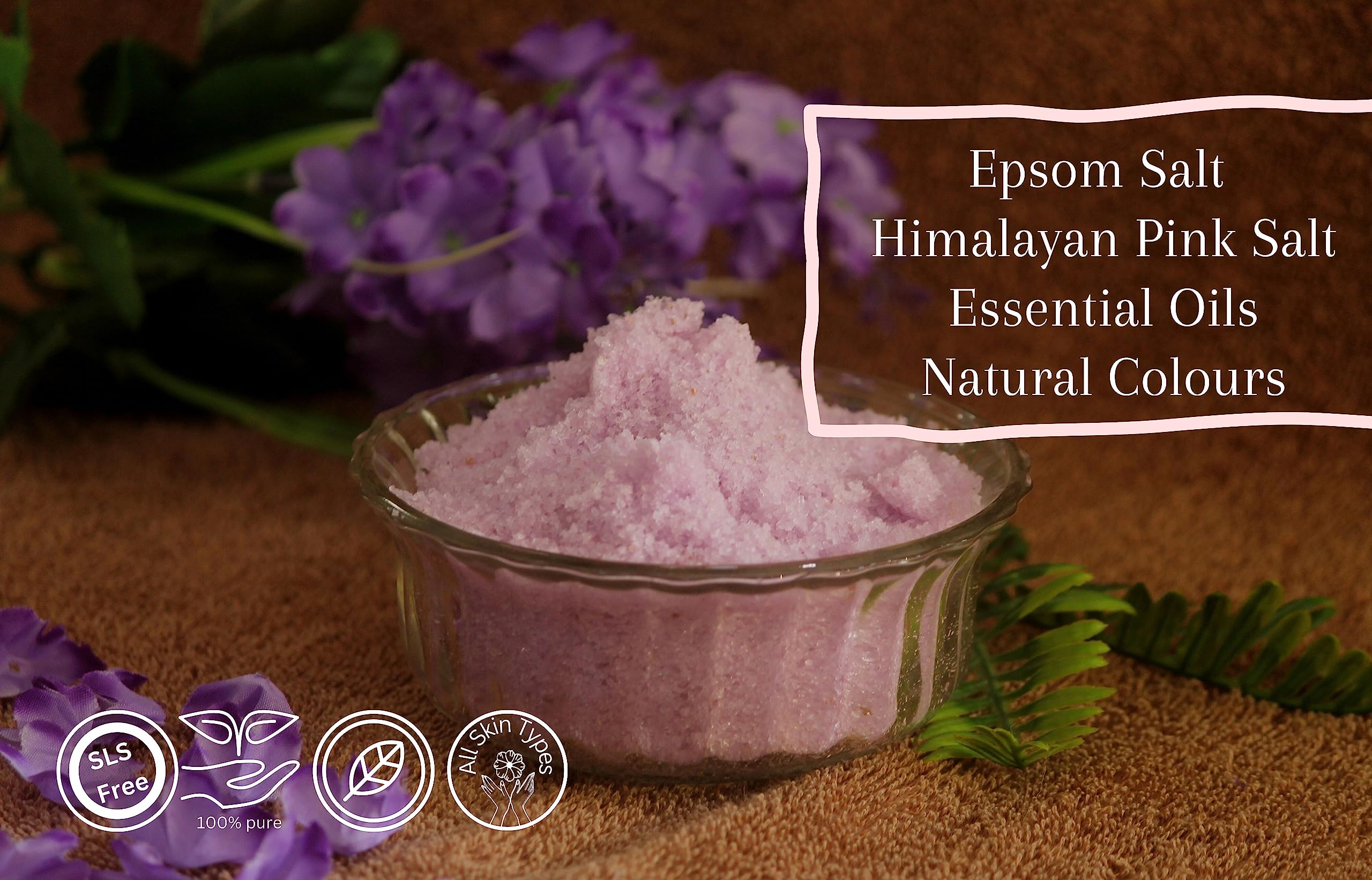 OPULINE INDUSTRY Lavender Bath Salt for Muscle Pain Relief & Relaxation | 100% Pure Epsom Salt, Himalayan Pink Salt & Essential Oils | 250g | Perfect for Stress Relief, Spa Nights & Post-Workout Recovery