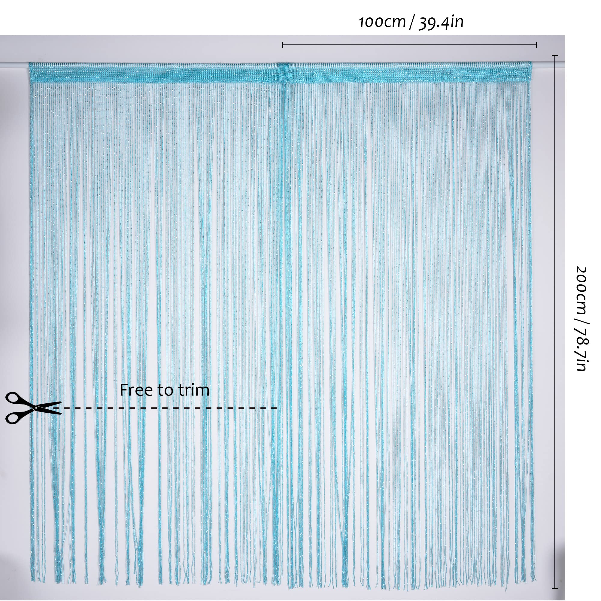 Vagasi 2 Pack 39 x 79 Inch Bohemian Beaded String Curtains - Doorway Room Divider, Hippie Bedroom Decor, Closet Door Hanging Beads (A-Blue) | Perfect for Bedrooms, Living Rooms, and Boho Home Decor