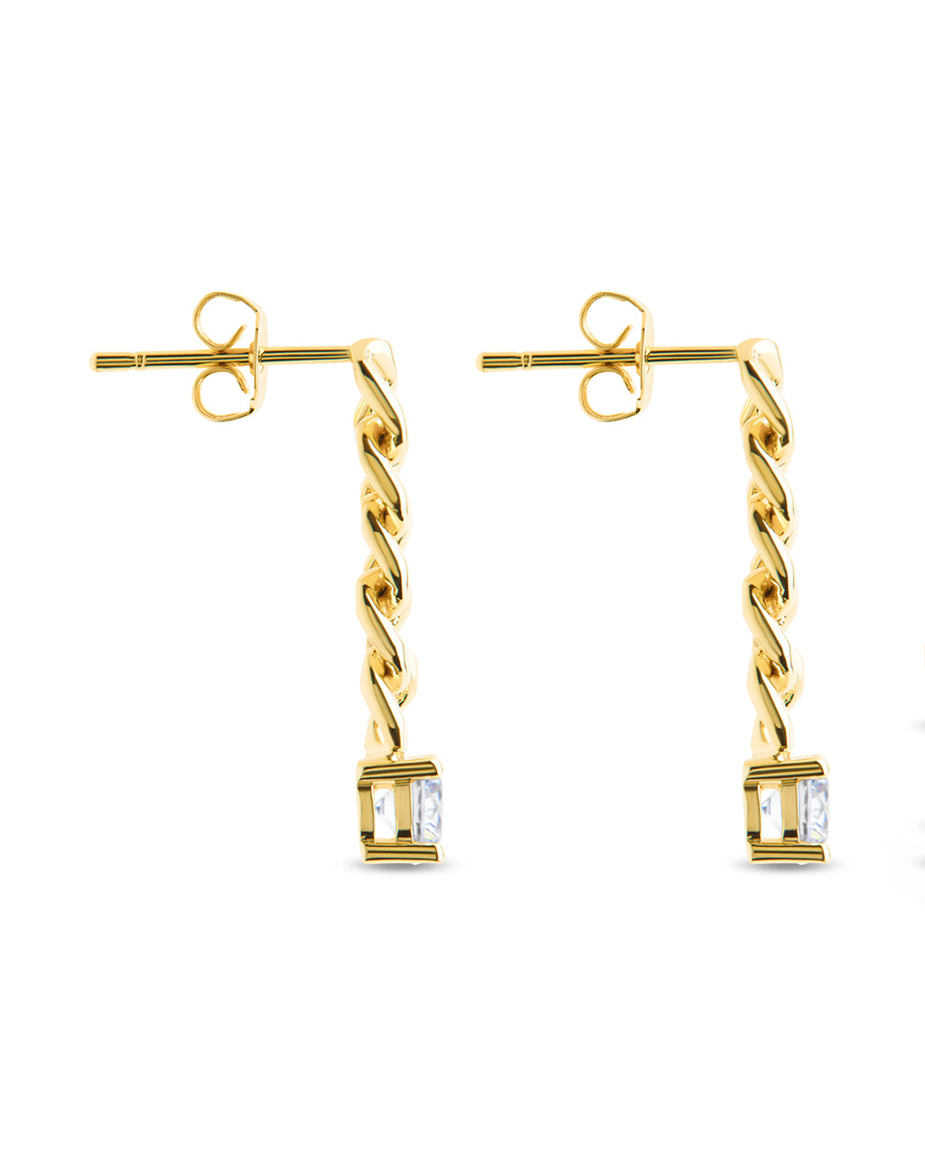 Phoebe CZ Chain Link Drop Stud Earrings for Women - Elegant Cubic Zirconia Dangle Earrings for Party, Wedding & Everyday Wear