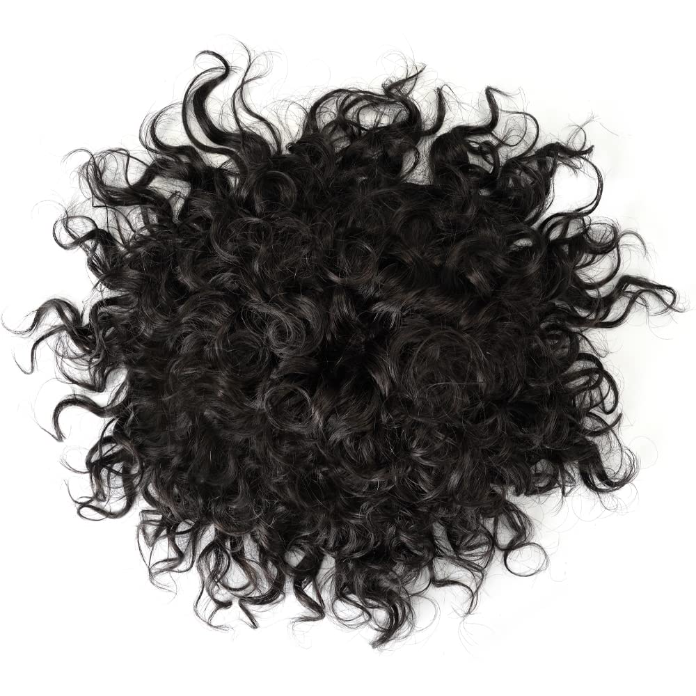 Lordhair 100% Human Hair Men's Toupee - 7x9 Inch Curly Lace Front Hair System with PU Base (20mm) - Natural Looking Hair Replacement for Thinning Hair & Baldness - Perfect for Daily Wear, Special Occasions & Styling