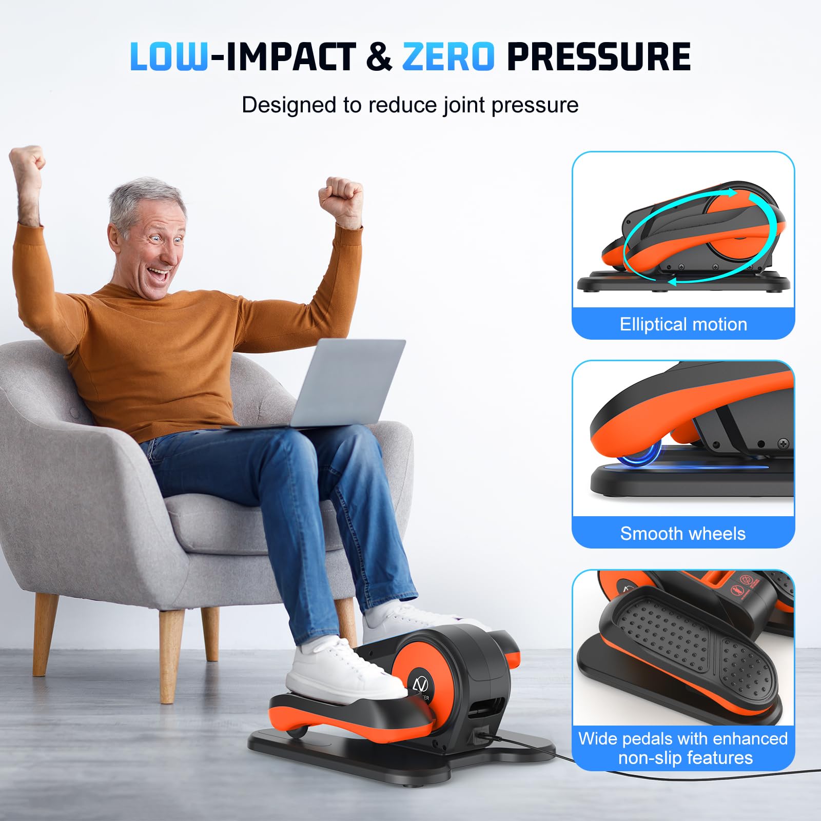 ANCHEER Under Desk Elliptical Machine - Motorized Leg Exerciser for Seniors & Office Workers, 12 Adjustable Speeds, Quiet Seated Elliptical Trainer (Perfect for Home Office, Rehabilitation & Low-Impact Workouts)