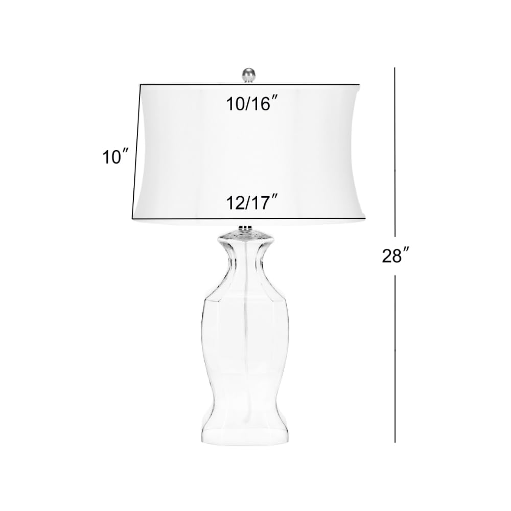 SAFAVIEH Wendy 28-inch Clear Glass Table Lamp Set of 2 with LED Bulbs - Modern Bedroom, Living Room, Home Office & Nightstand Lighting for Cozy Ambiance