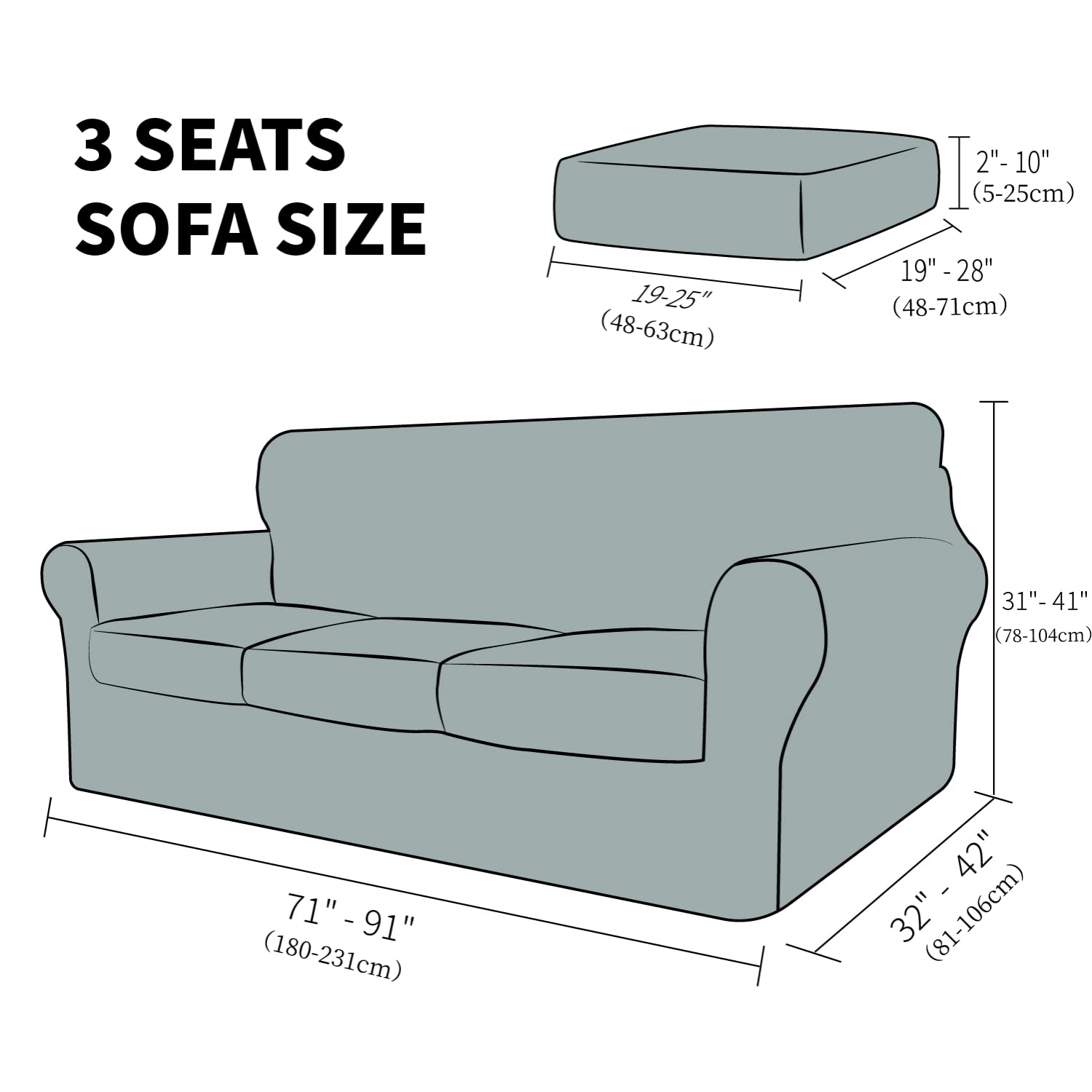 YEMYHOM 4-Piece Stretchable Checkered Sofa Cover Set for 3-Cushion Couches (71