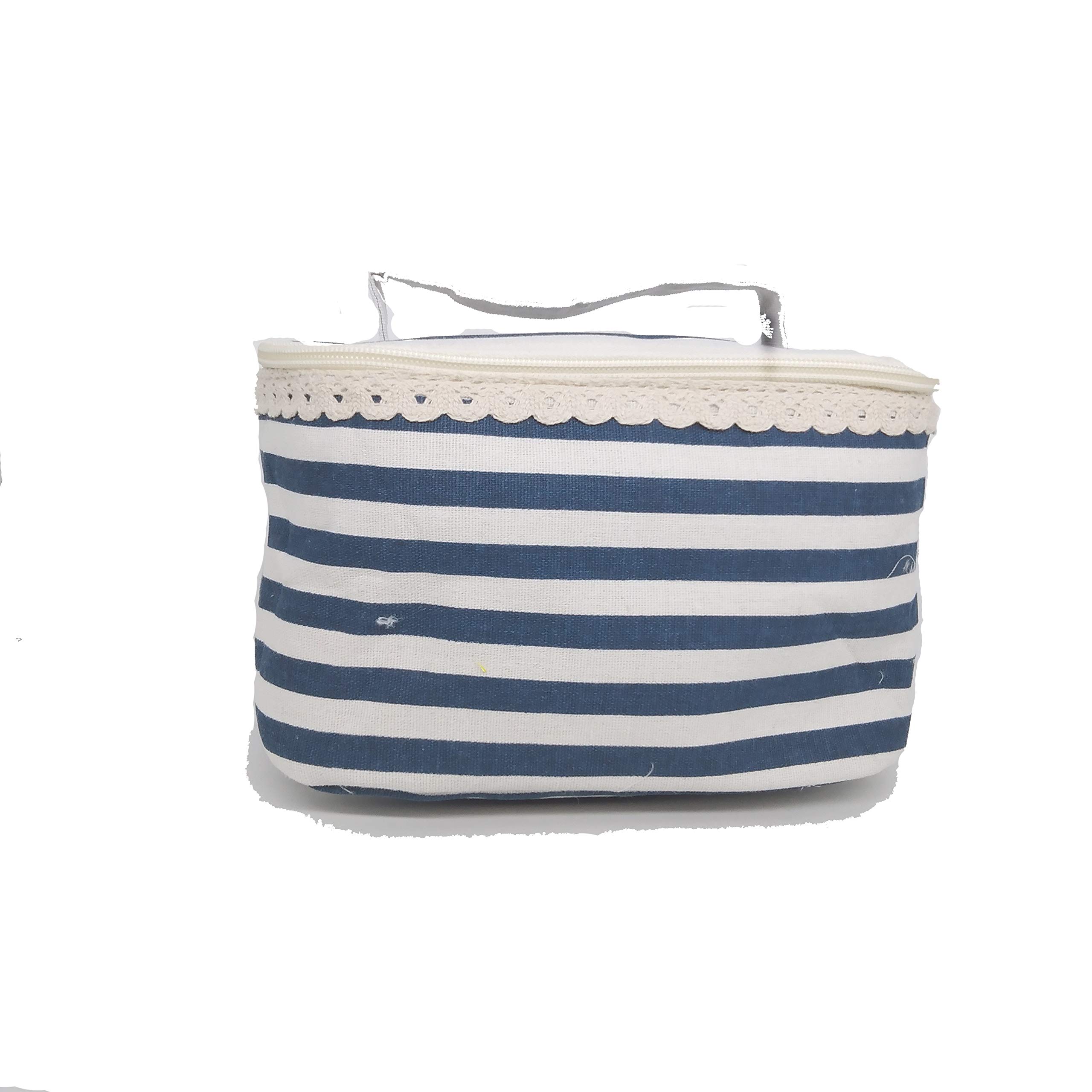Premium Linen Cosmetic Travel Bag - Waterproof Makeup Organizer with Multiple Pockets for Toiletries, Brushes & Skincare | Perfect for Travel, Gym & Home Storage